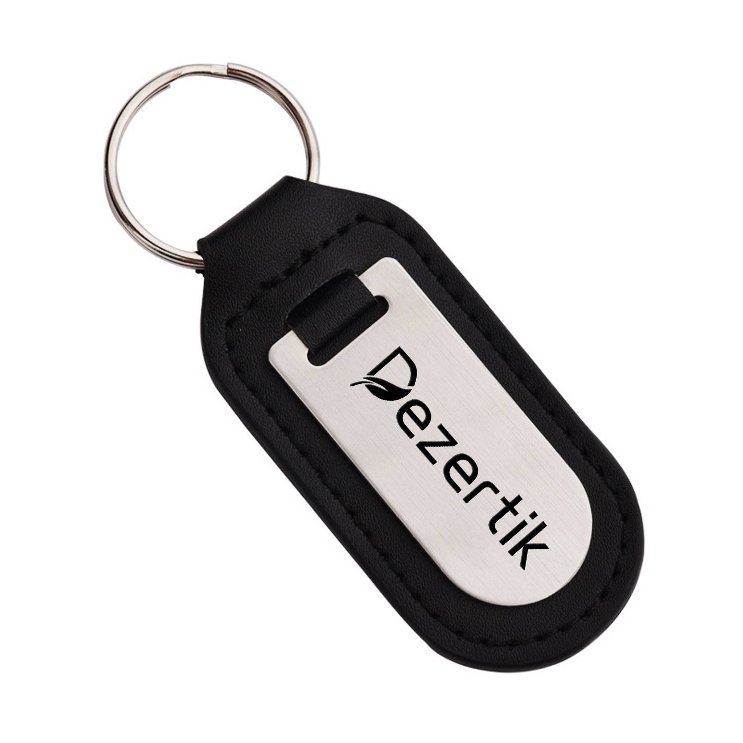 Customized Genuine Leather Stainless Steel Keychain 12
