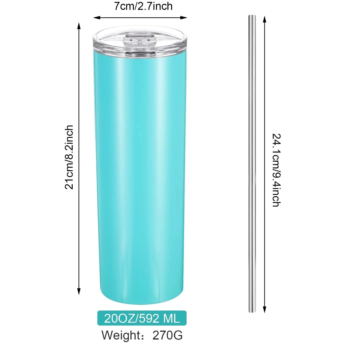 20 oz Tumbler with Lids Double Wall Insulated 6