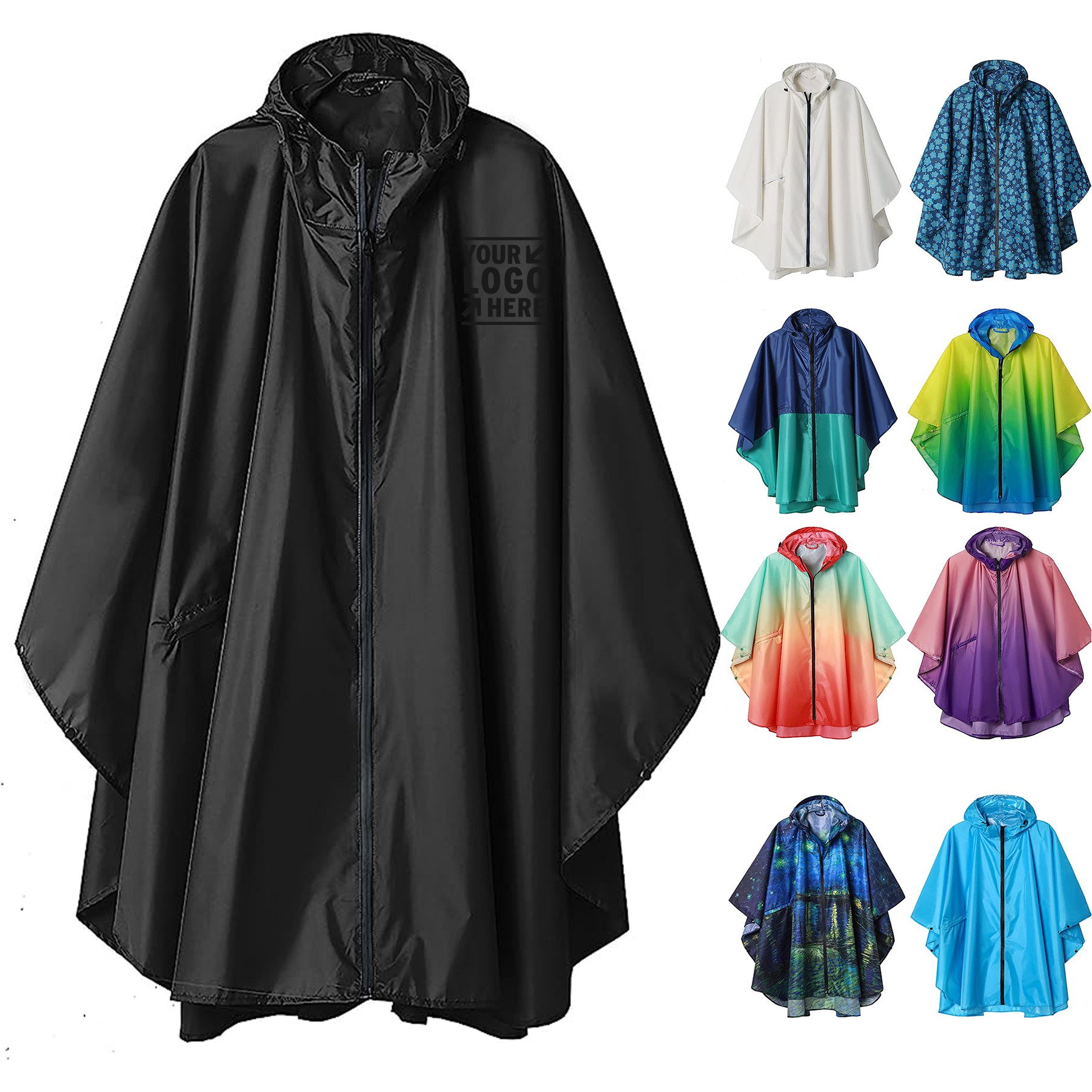 Rain Poncho Jacket Coat Hooded 3