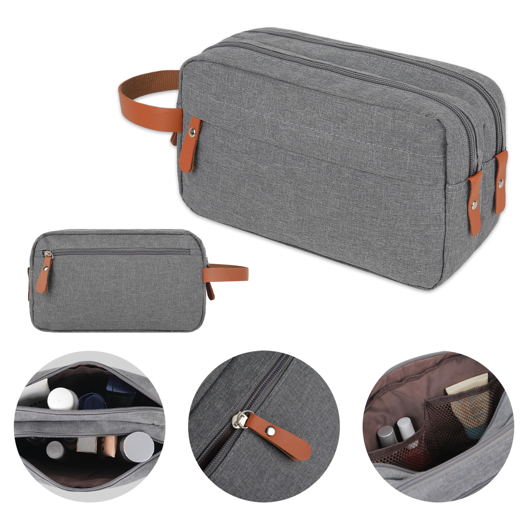 Dual Compartment Travel Toiletry Bag with Tech Organizer Pocket 4