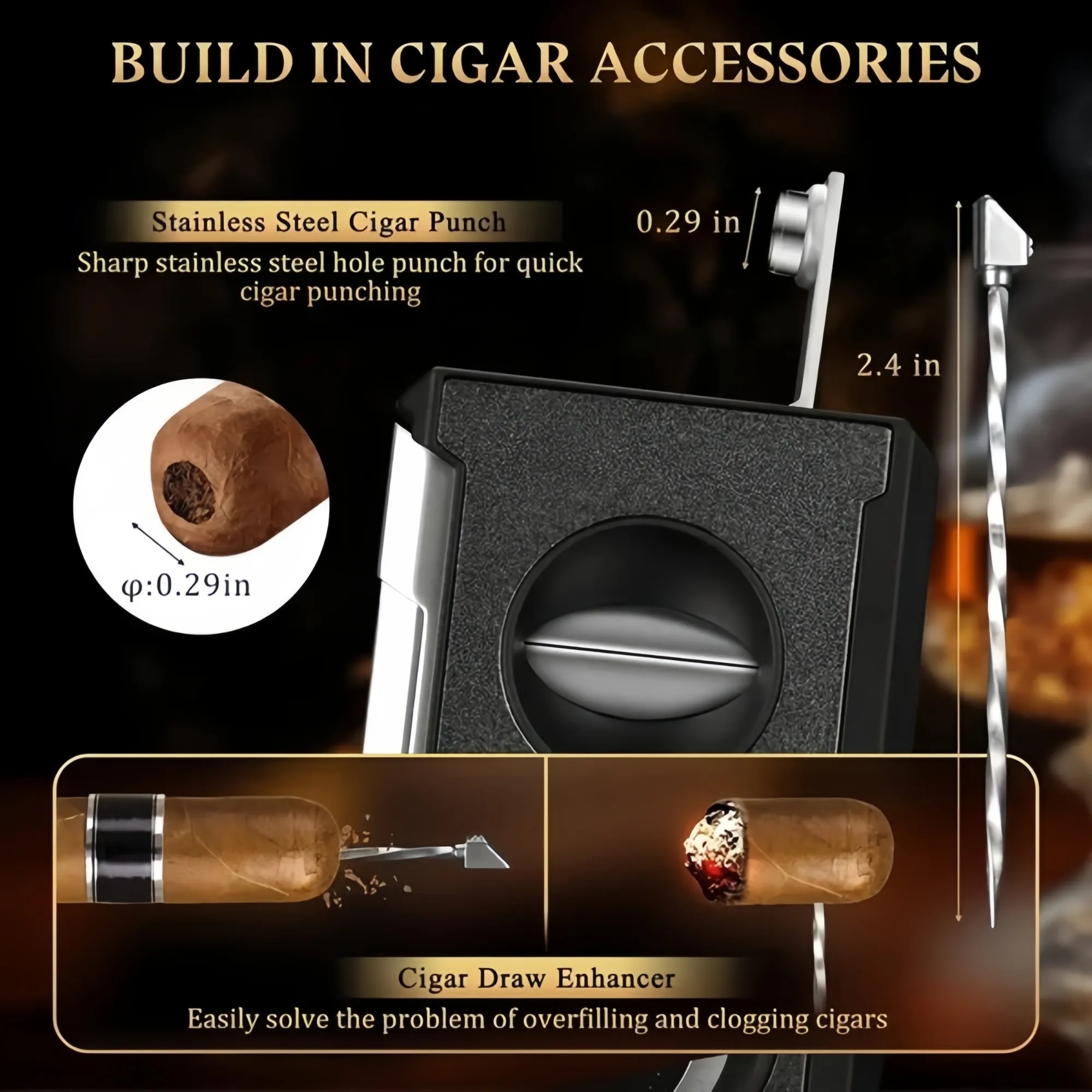 Cigar Cutter Guillotine 4 in 1 5