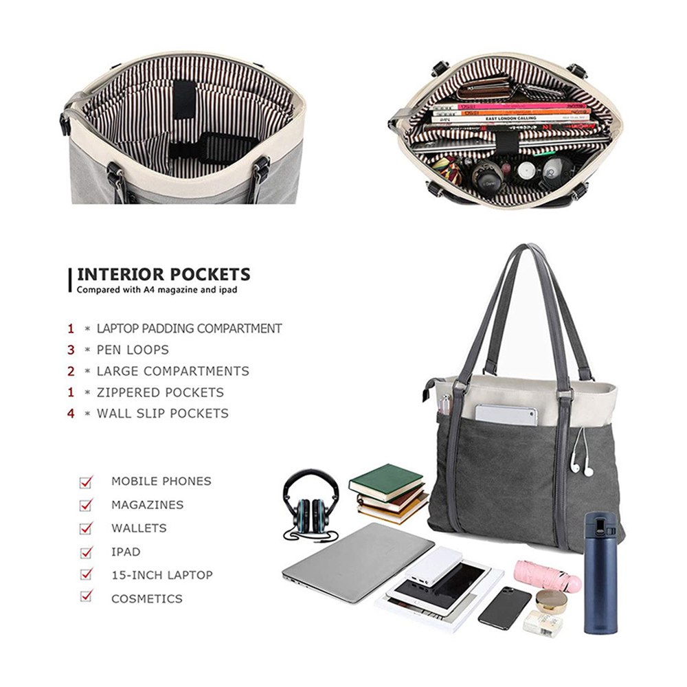 Tote Shoulder Bag For Women, custom tote bag with logo imprint 7