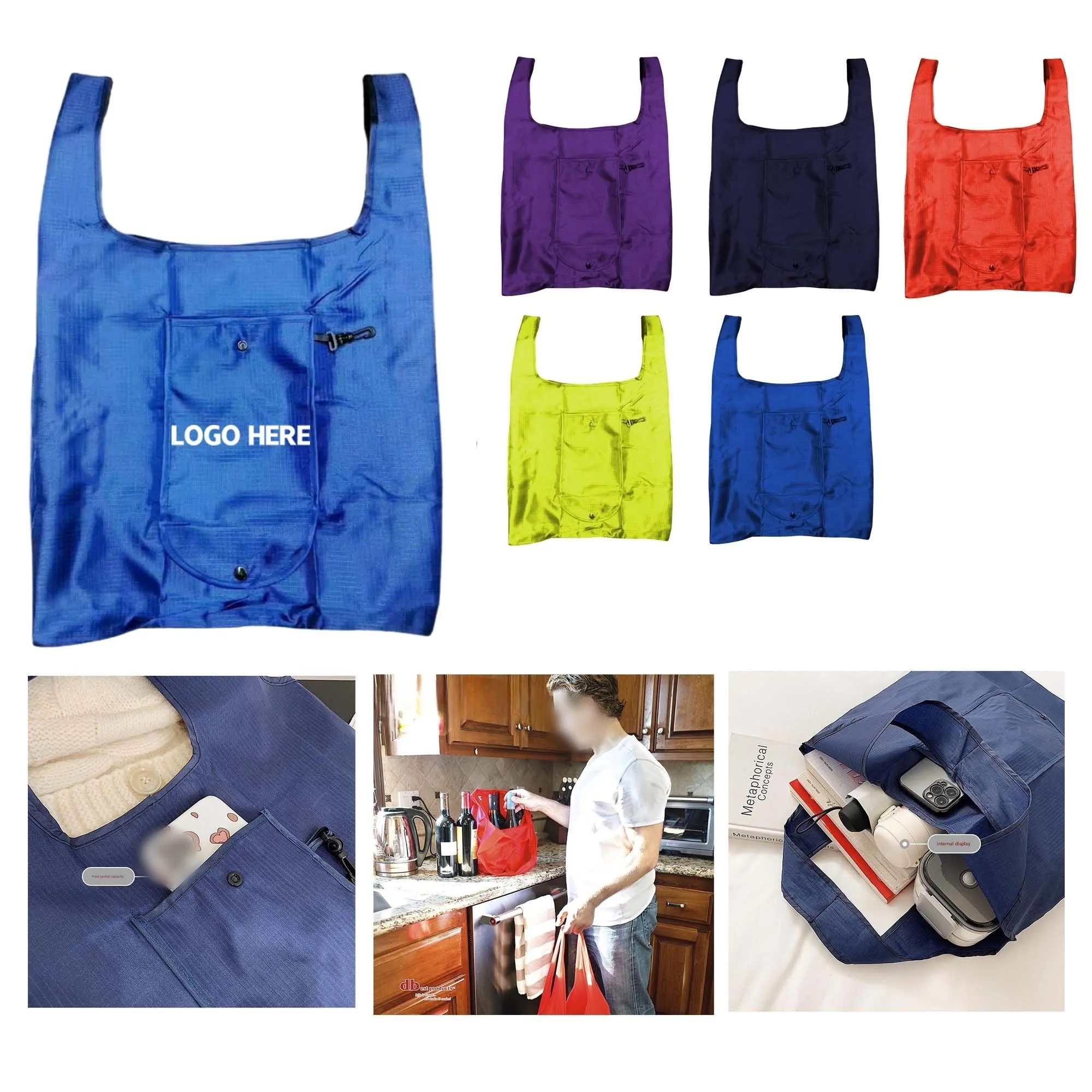 Durable Folding Tote Bag, custom tote bag with logo imprint 6