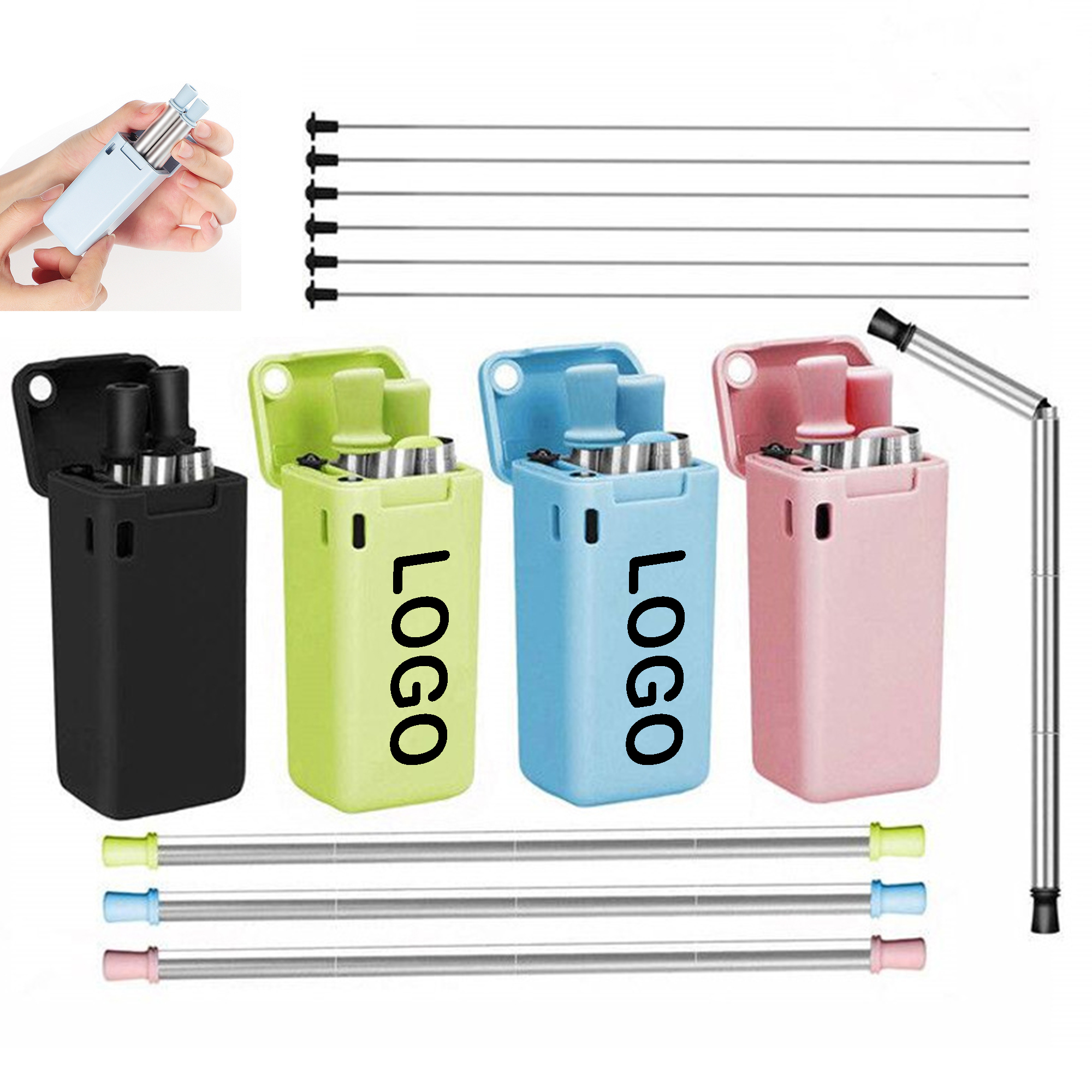 Reusable Metal Straw Set with Case 3