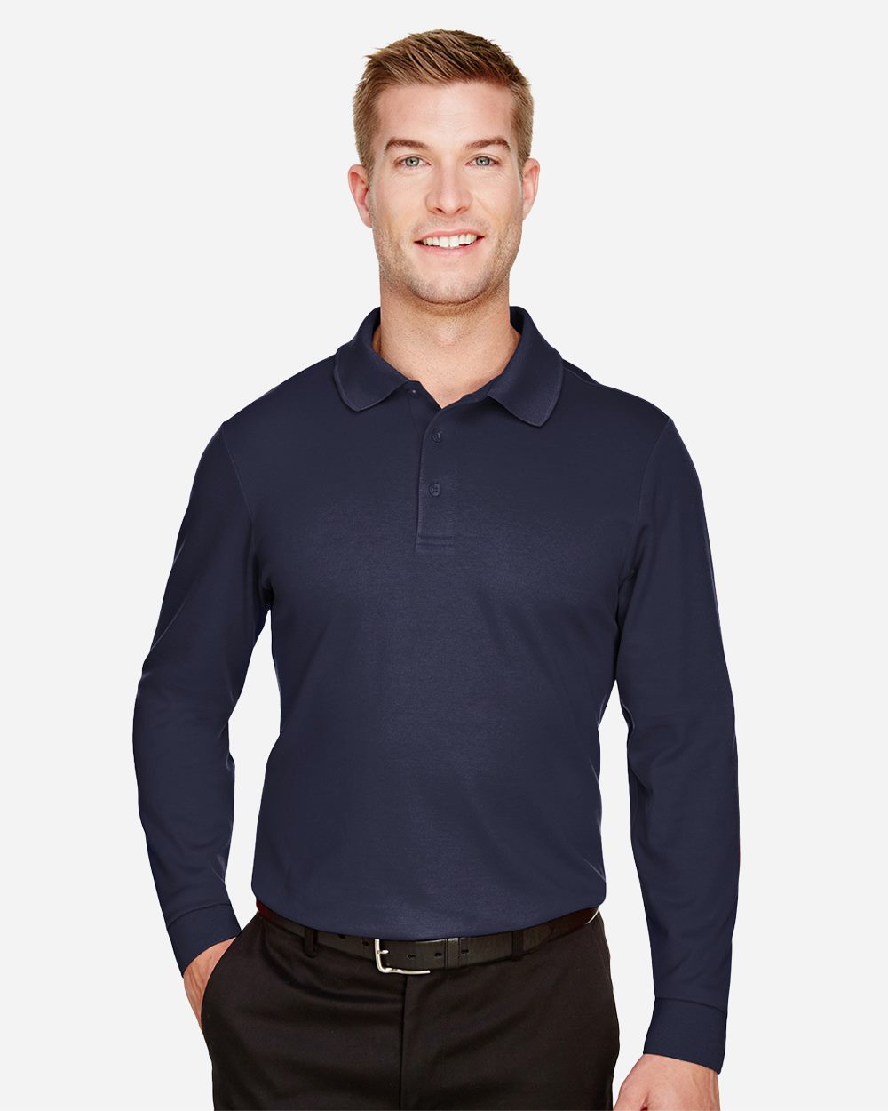 Men's Tall CrownLux Performance® Plaited Long Sleeve Polo - DG20LT 33