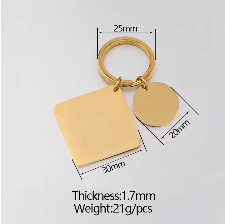 Square Stainless Steel Tag Key Chain 3