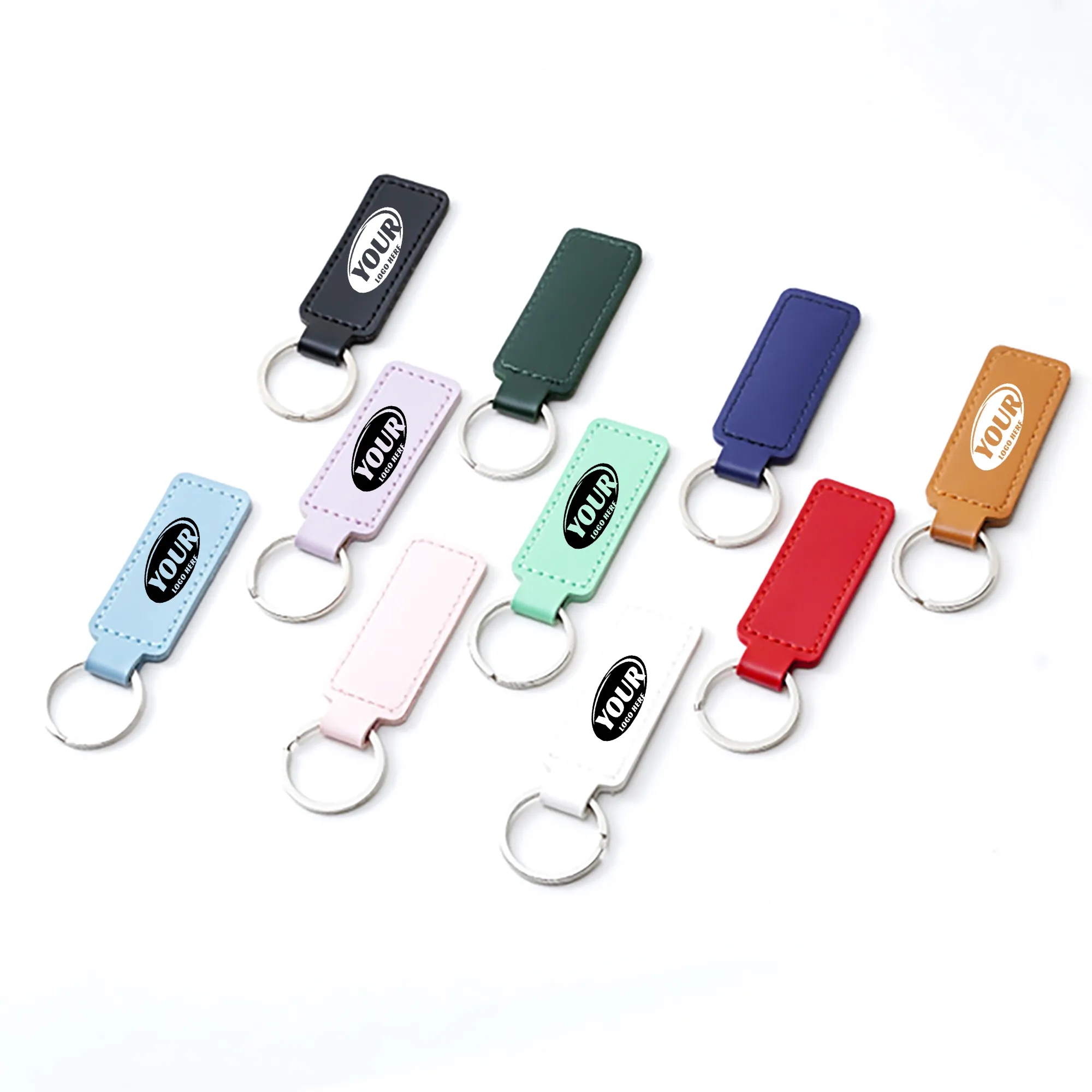 Rectangle PU Leather Keychain 2