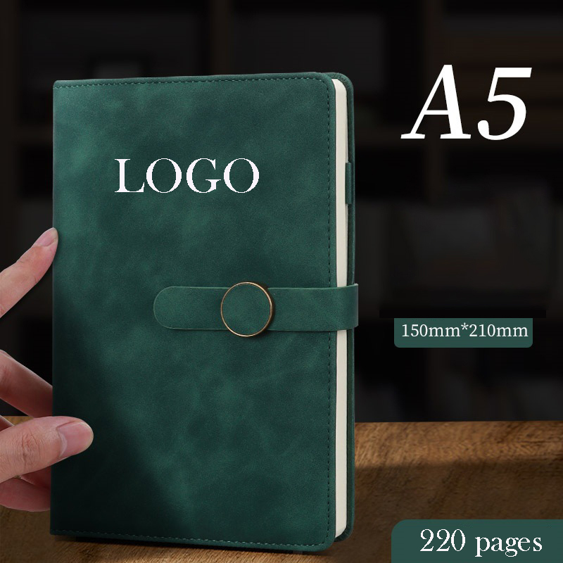 A5 PU Leather Hardcover Notepad W/Round Metal Buckle 6