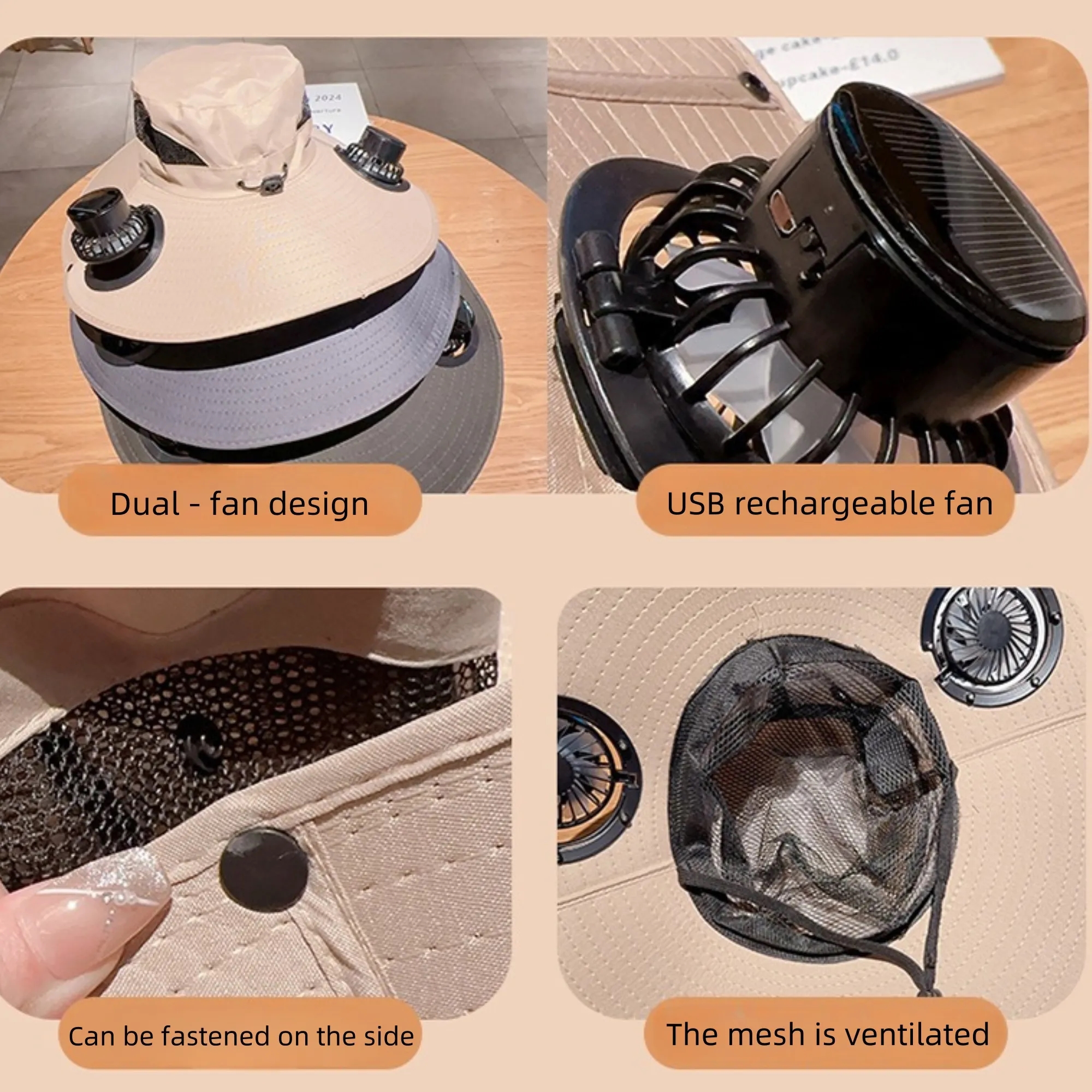 Summer Outdoor Sun Hat with Cooling Fan for Corporate Events 5