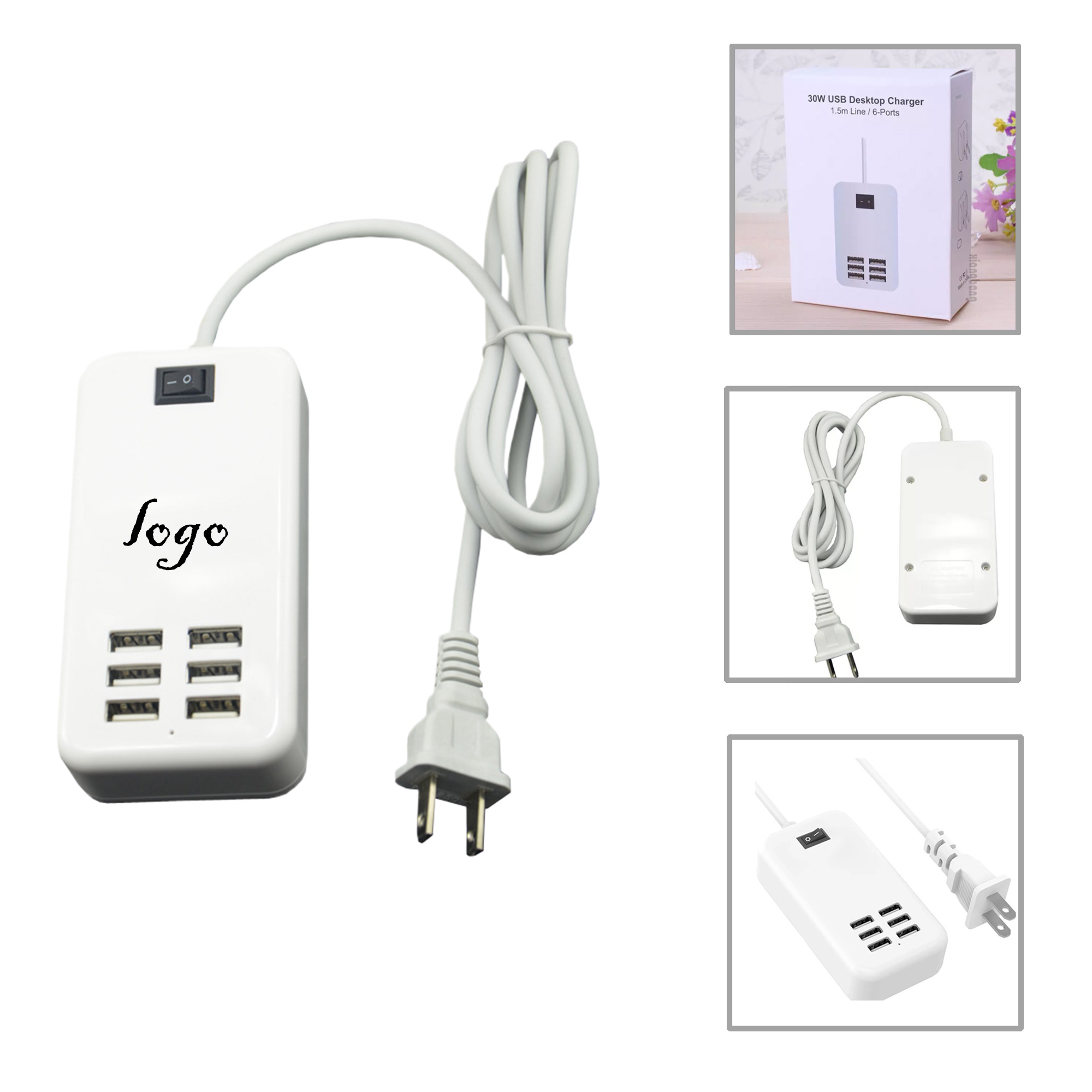 MOQ50 6-Port USB Charging Station Hub 4