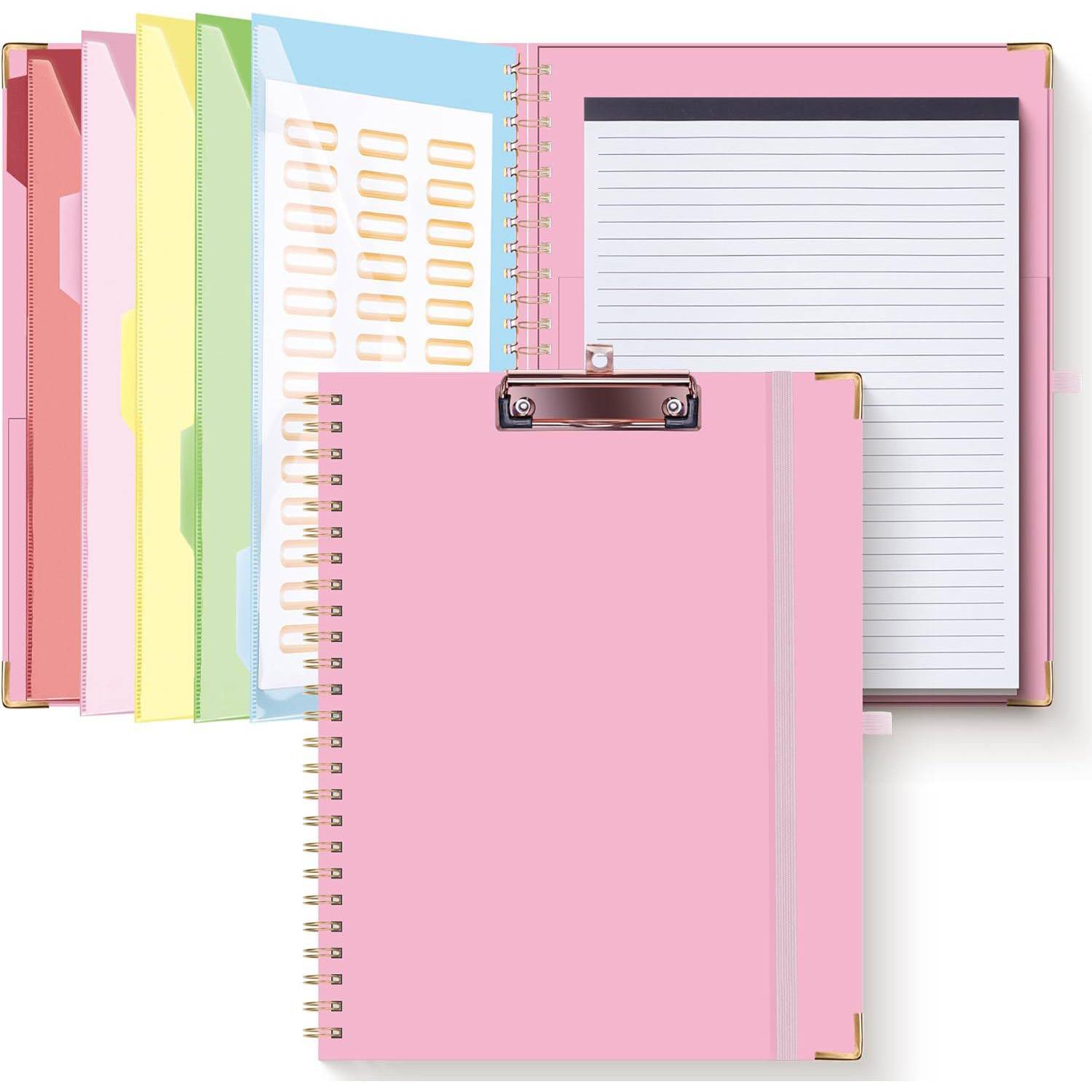 Foldable Spiral Clipboard w/ 10 Storage Pockets 5