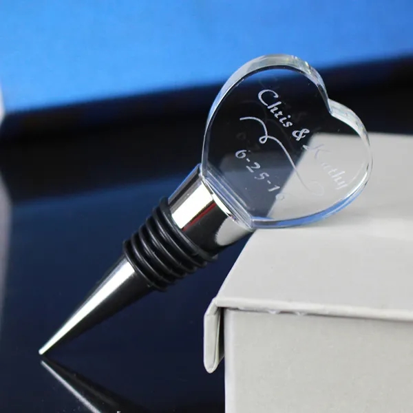 Personalized Crystal Heart Wine Stopper 2