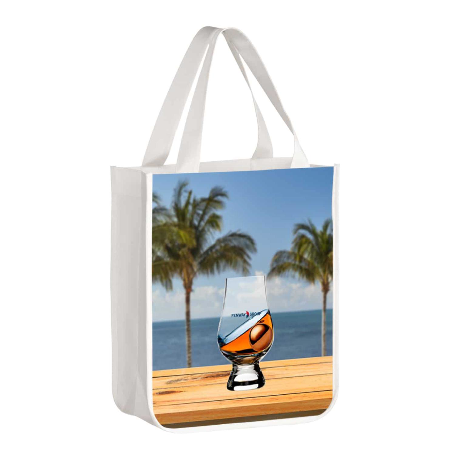 Sublimated PET Non-Woven Tote Bag w/ Rounded Bottom Gusset - 2 Sided (9" x 11" x 4") 1