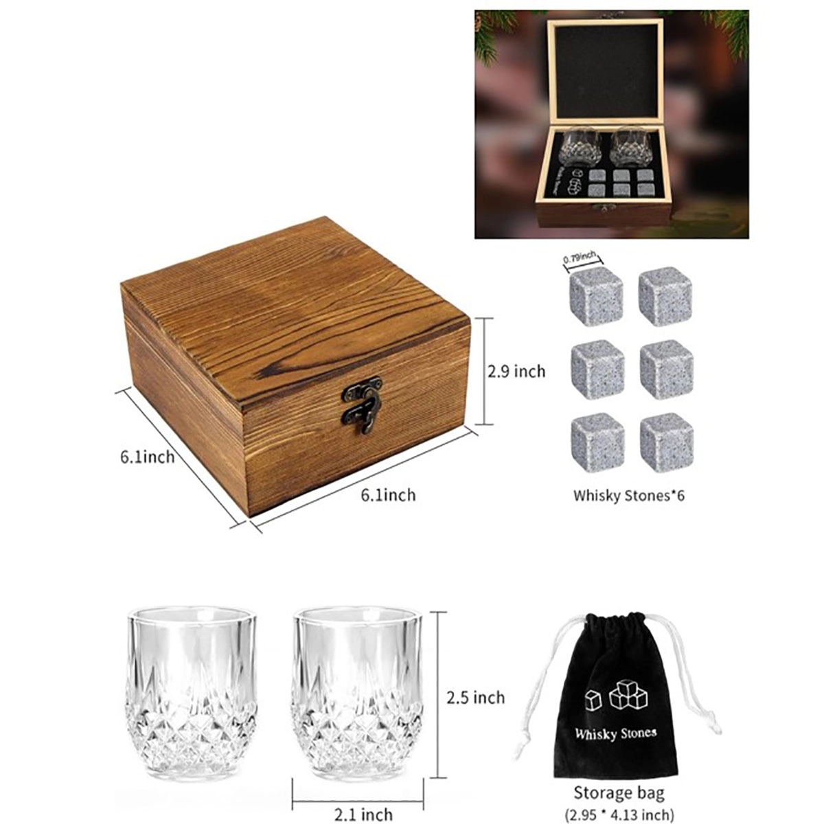 Whiskey Glasses Gift Set 6 Granite Rocks 3