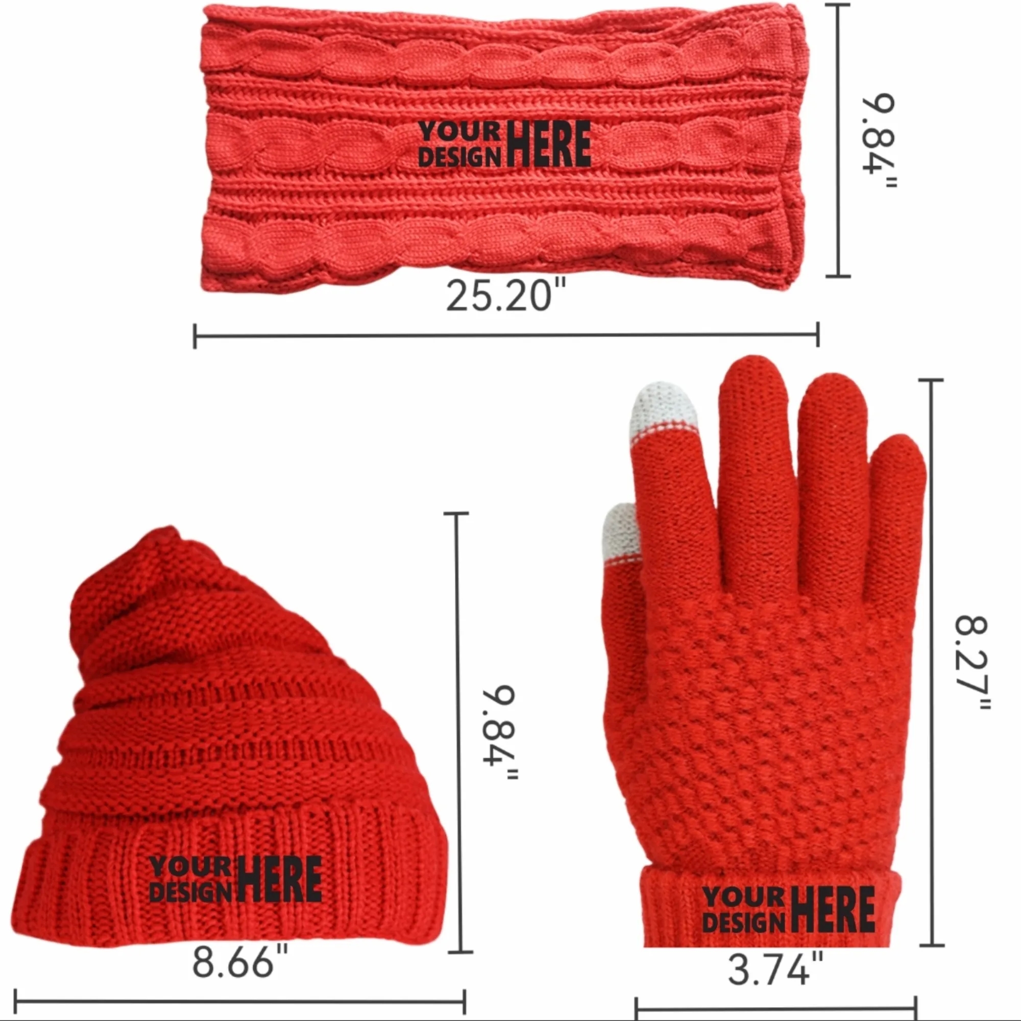 Knitted Hat, Scarf And Gloves Three - Piece Set 5