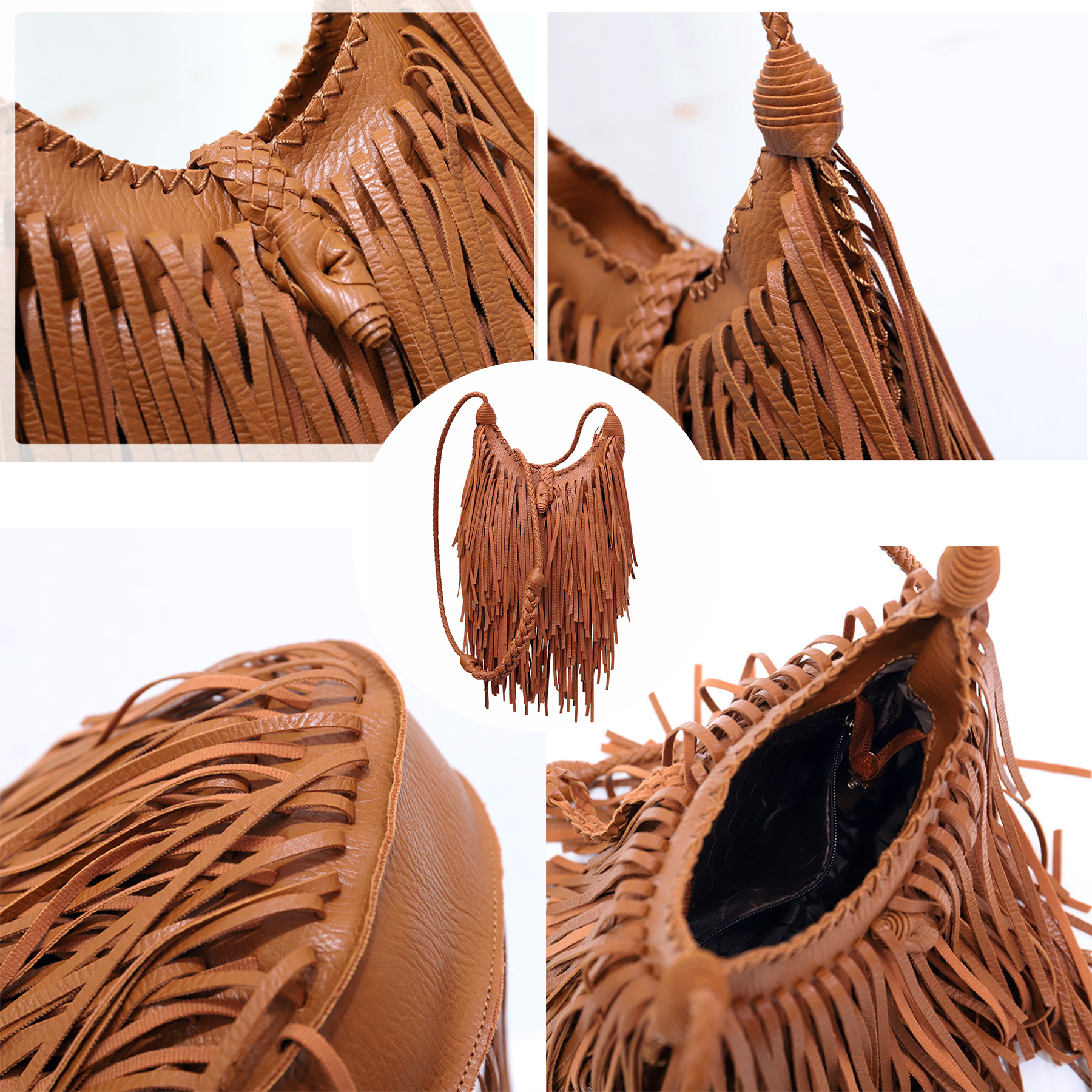 PU Hand-woven tassel shoulder cross-body bag 1