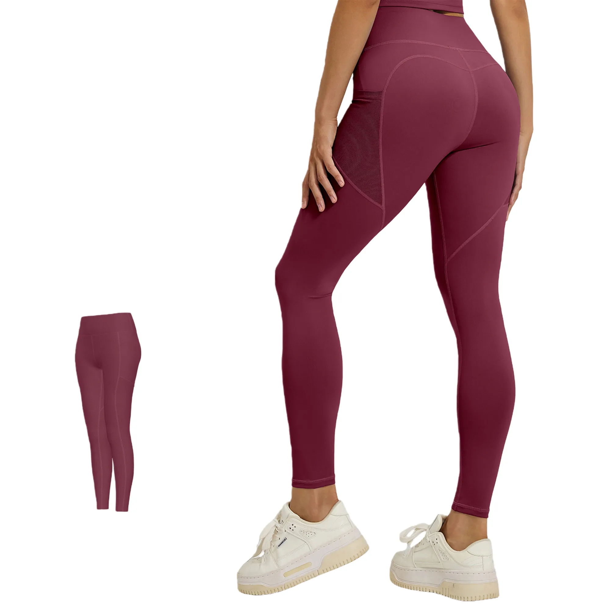 High Waisted Tummy Control Yoga Pants With Mesh Side Pockets 6