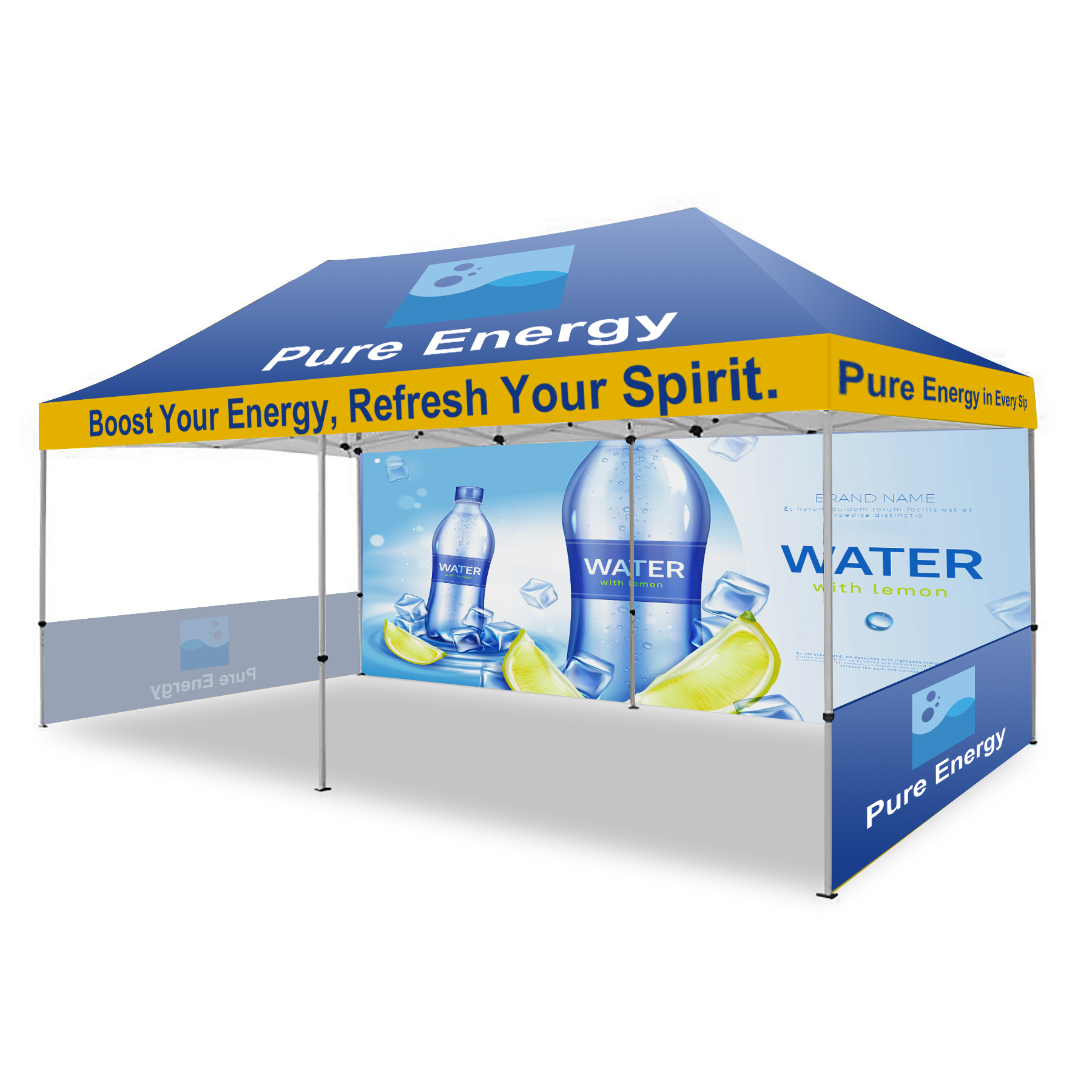 10'X20' Premium Hex Aluminum Frame W/ Dye Sublimation Canopy, Full Wall & 2 Half Walls 2