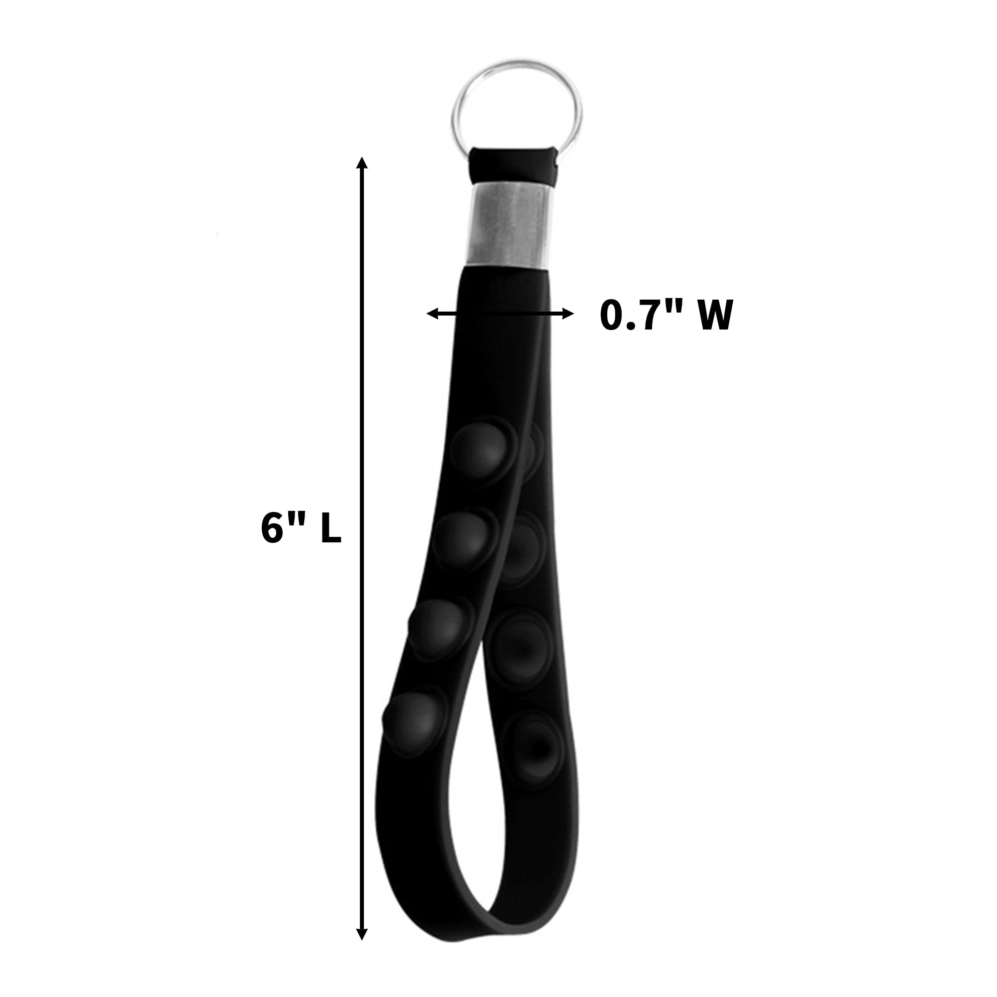 Silicone Key Strap With Split Ring 6" Length X 0.7" Width 2