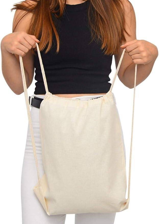 Cotton Canvas Drawstring Backpack Bags 4