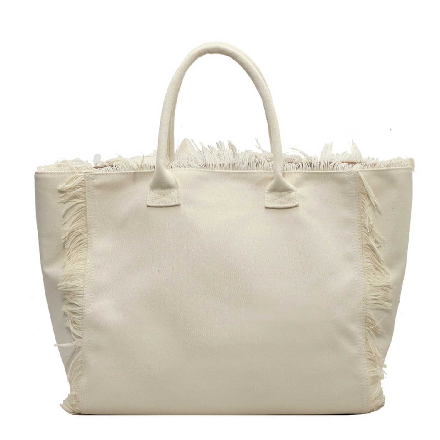 Boho Tassel Tote - Oversized Solid Canvas Shoulder Bag 5