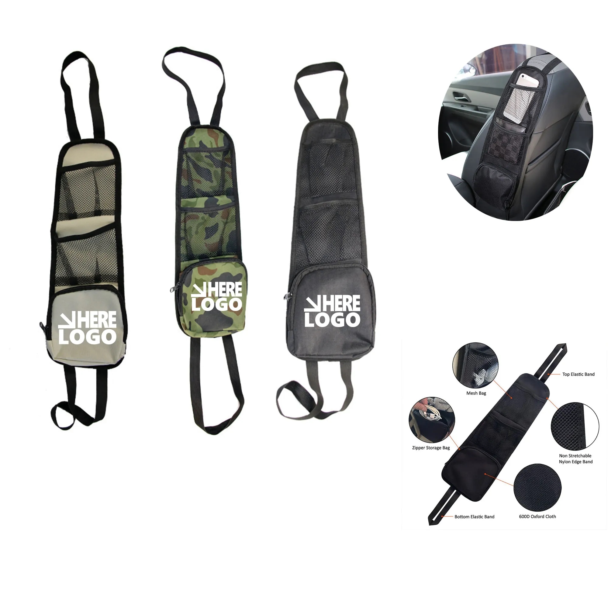 Car Seat Side Storage Bag 600D Oxford Cloth 2
