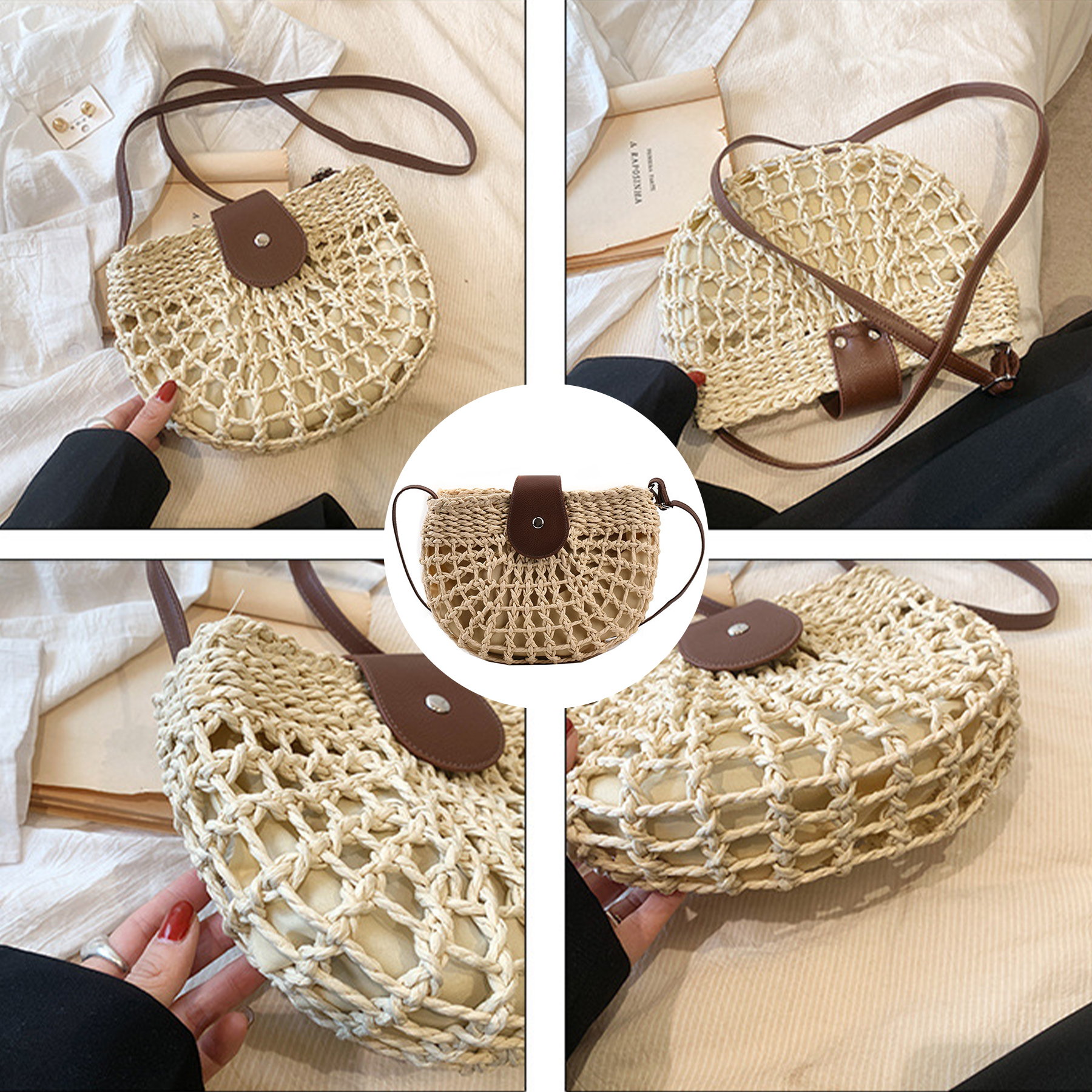 Jute Summer minimalist straw cross-body bag 5