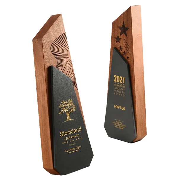 Solid Wood Crystal Trophy 6
