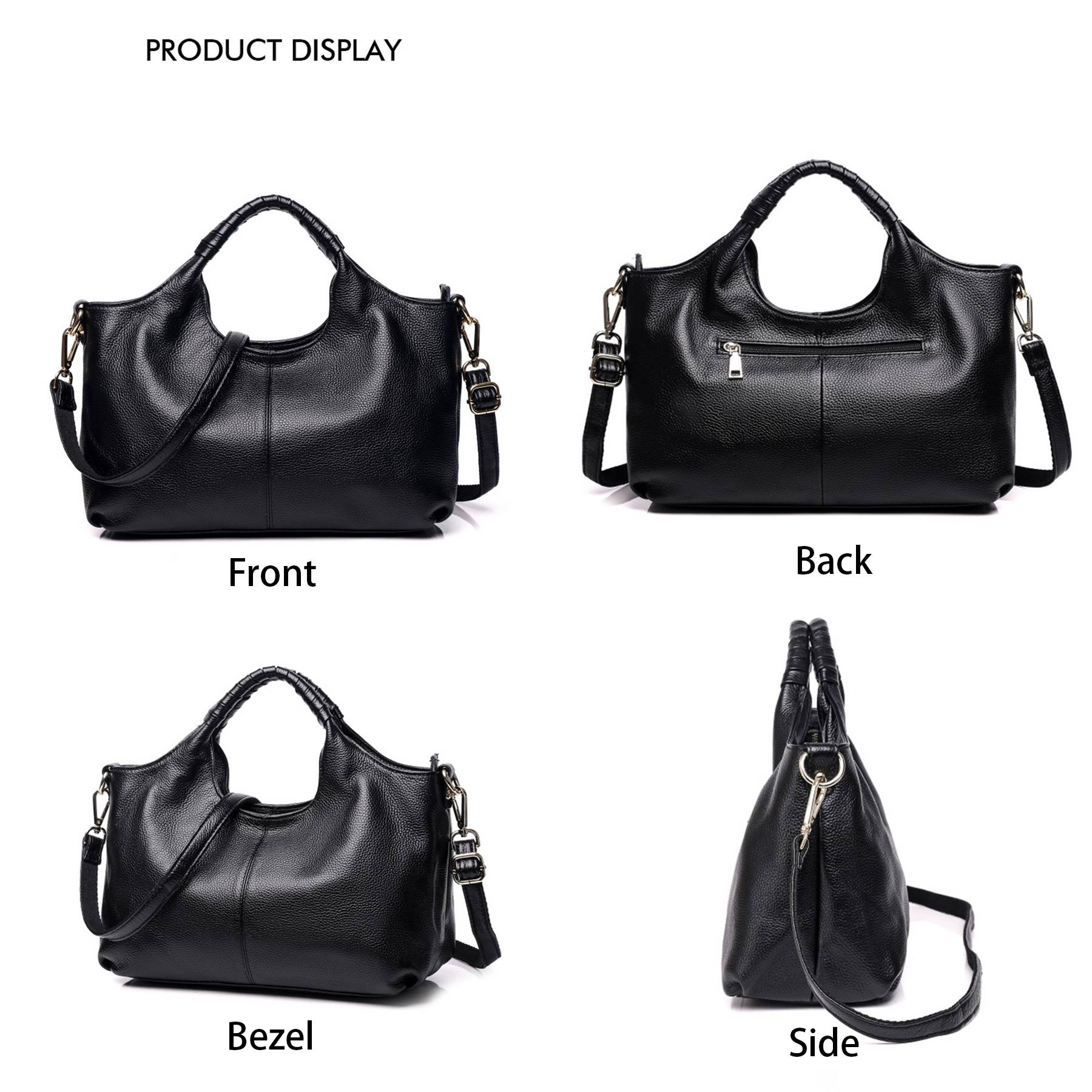 Genuine Leather Handle Satchel Shoulder Bag 11