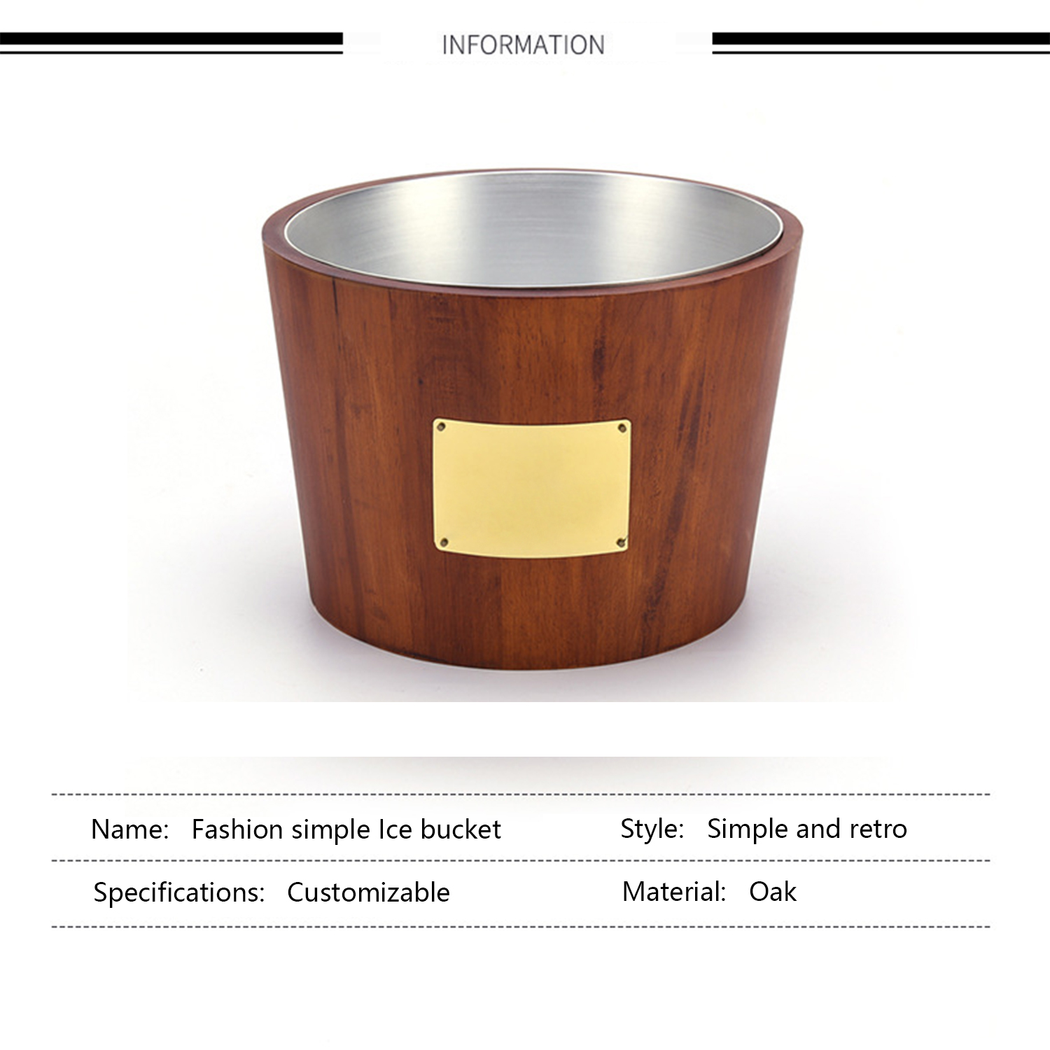 Multi-Style Vintage Oak Fresh-Keeping Ice Bucket 1