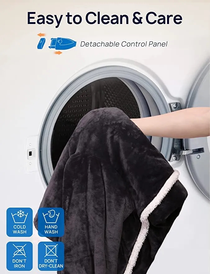 Sherpa Berber Fleece Electric Blanket Heated Poncho Wrap 3