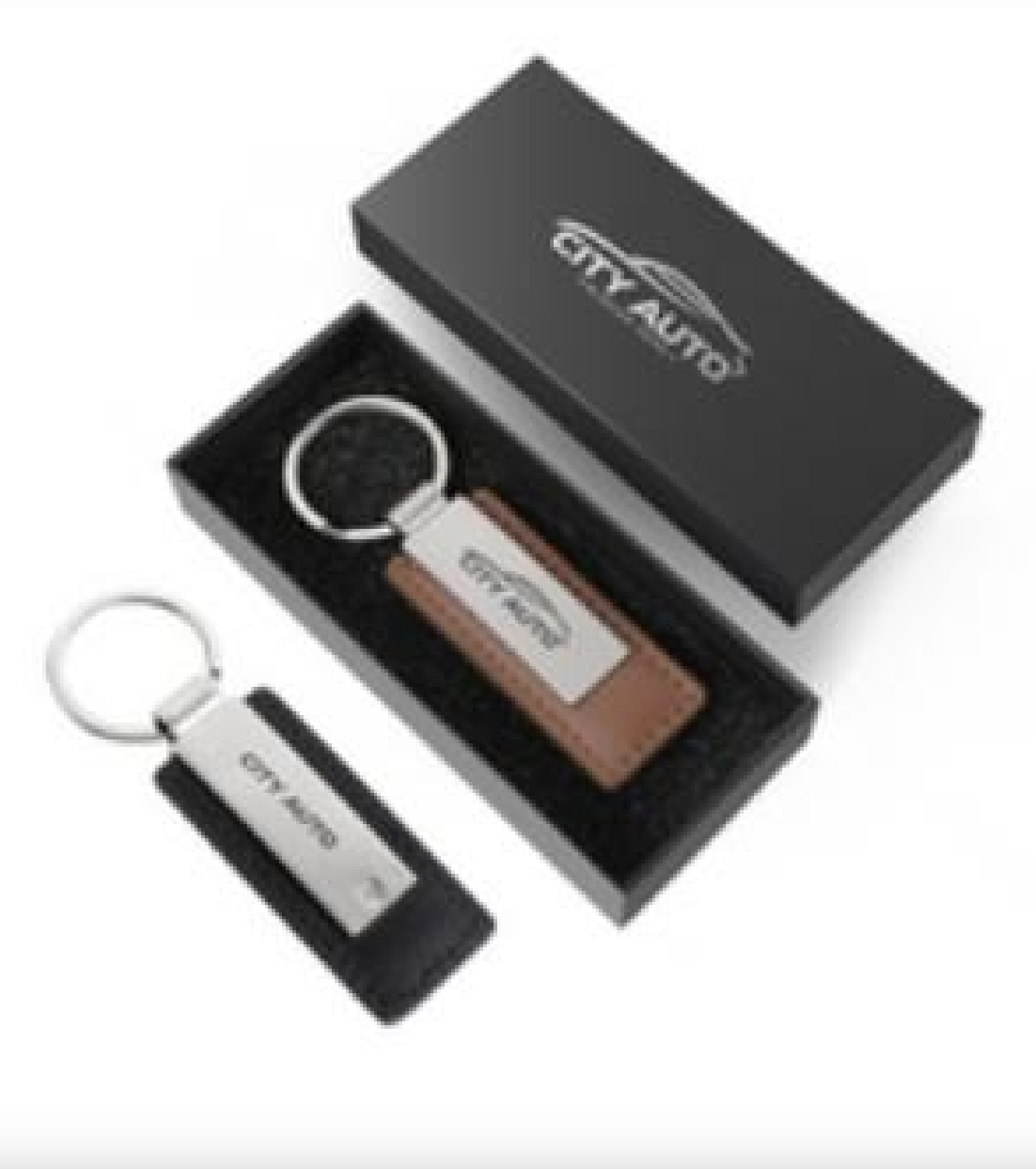 Leather And Silver Keyring With Gift Box 2
