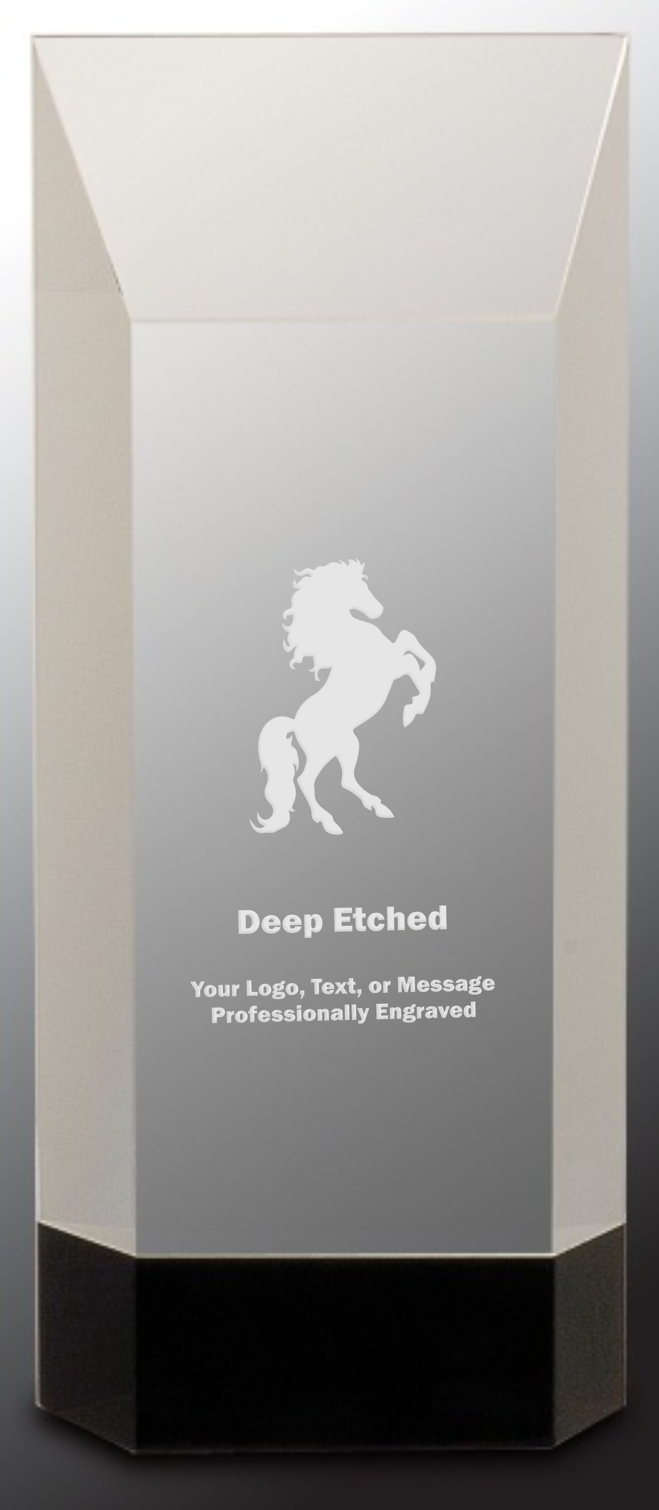 8 1/4" Clear Crystal Self-Standing Rectangle Award on Black Base