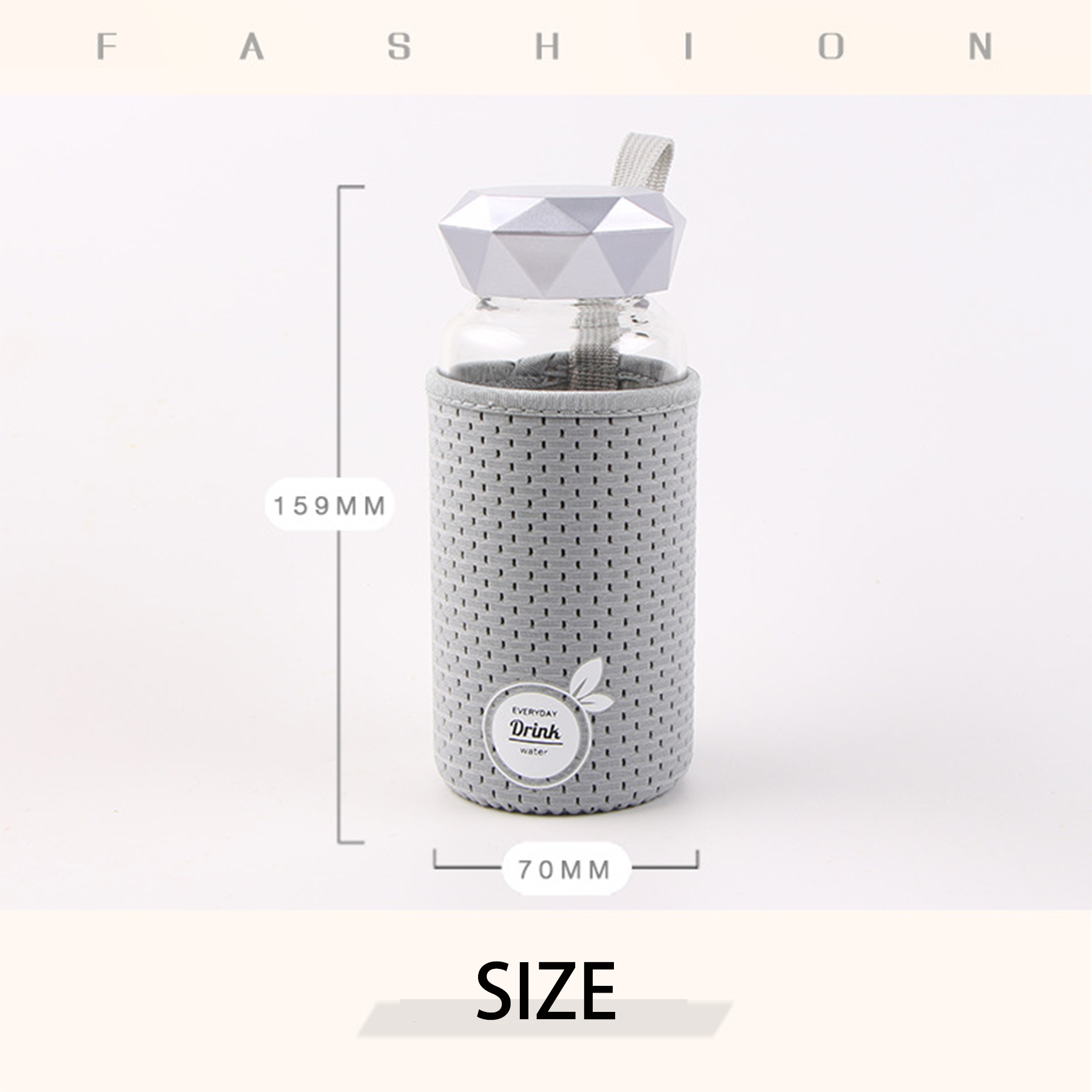 Glass Water Bottle With Diamond Shaped Lid 2