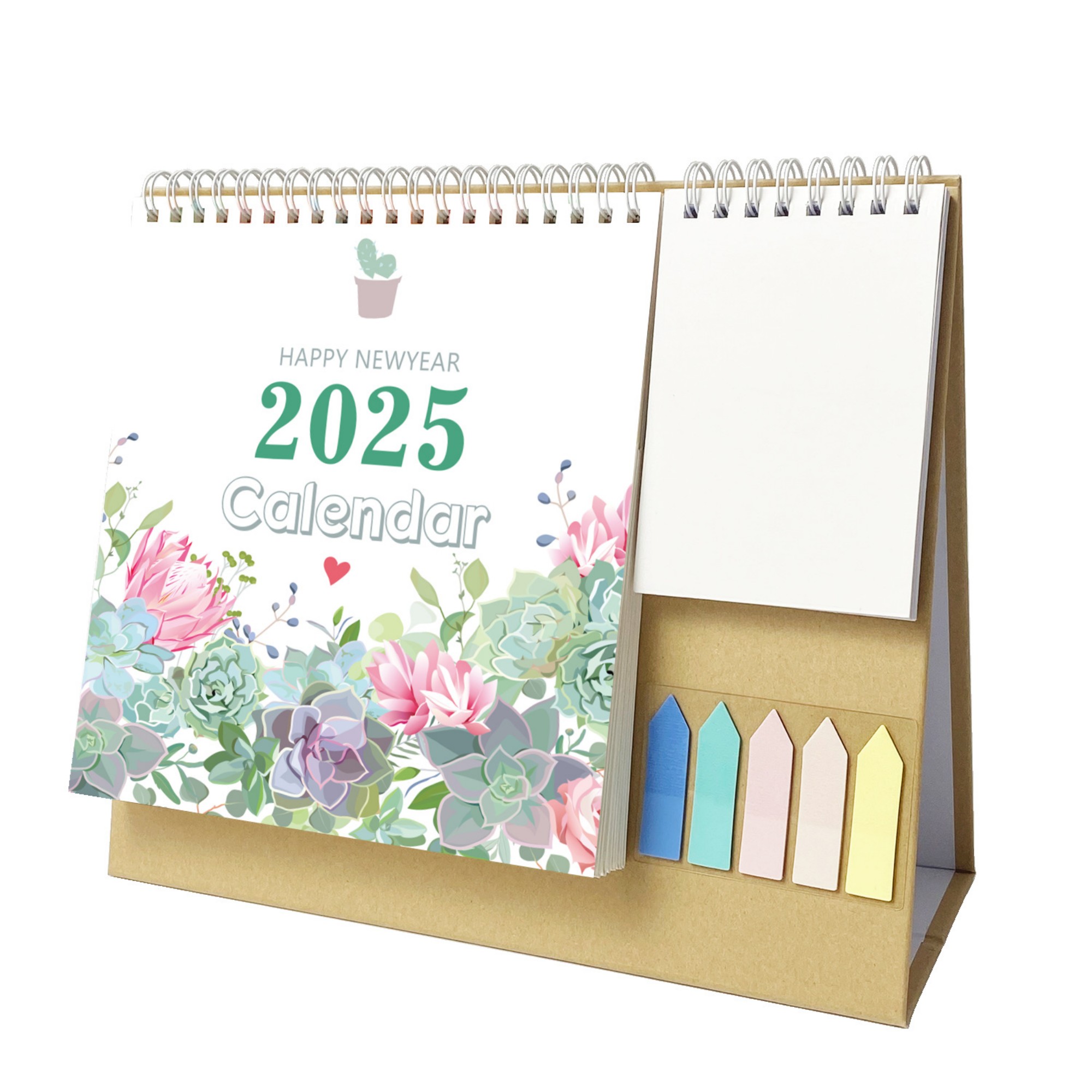18 Months 10.2"*10.2" Succulent Plant Desk Calendar From Jan 2025 To June 2026