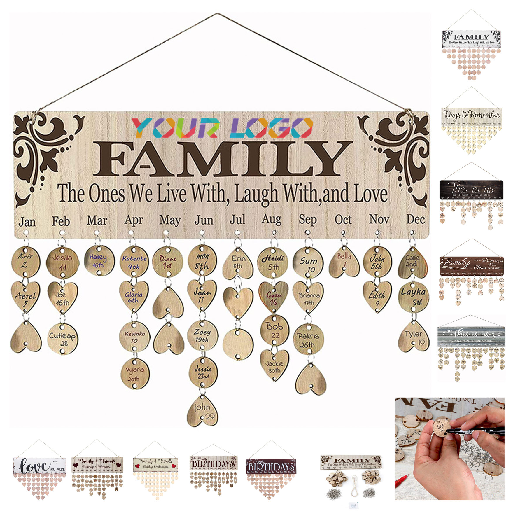 Family Birthday Calendar With Tags  1