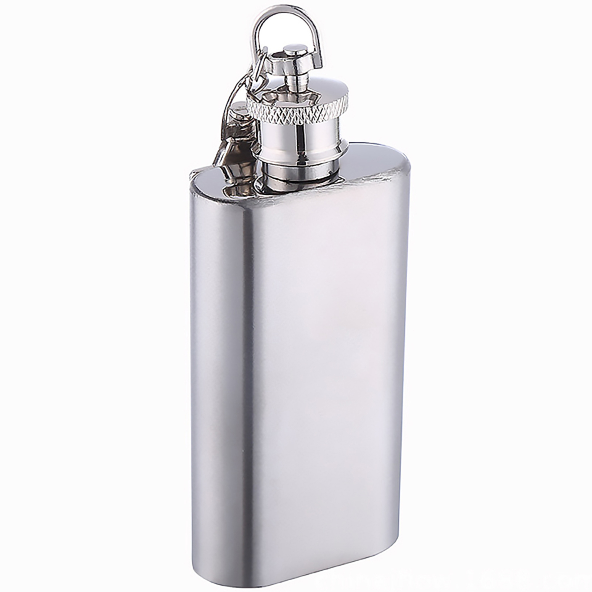2 Oz. Mini Stainless Steel Flask w/Keychain 3