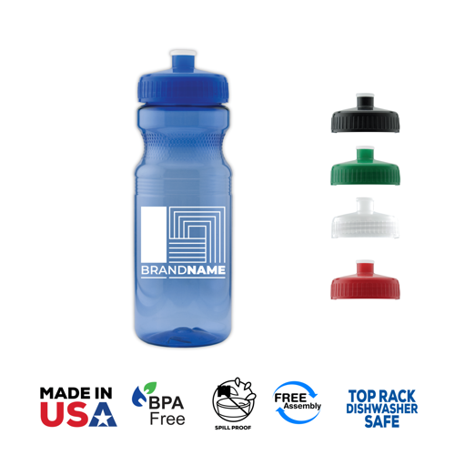 Translucent Colored Bike Bottle with Push Spout - 24 oz 2