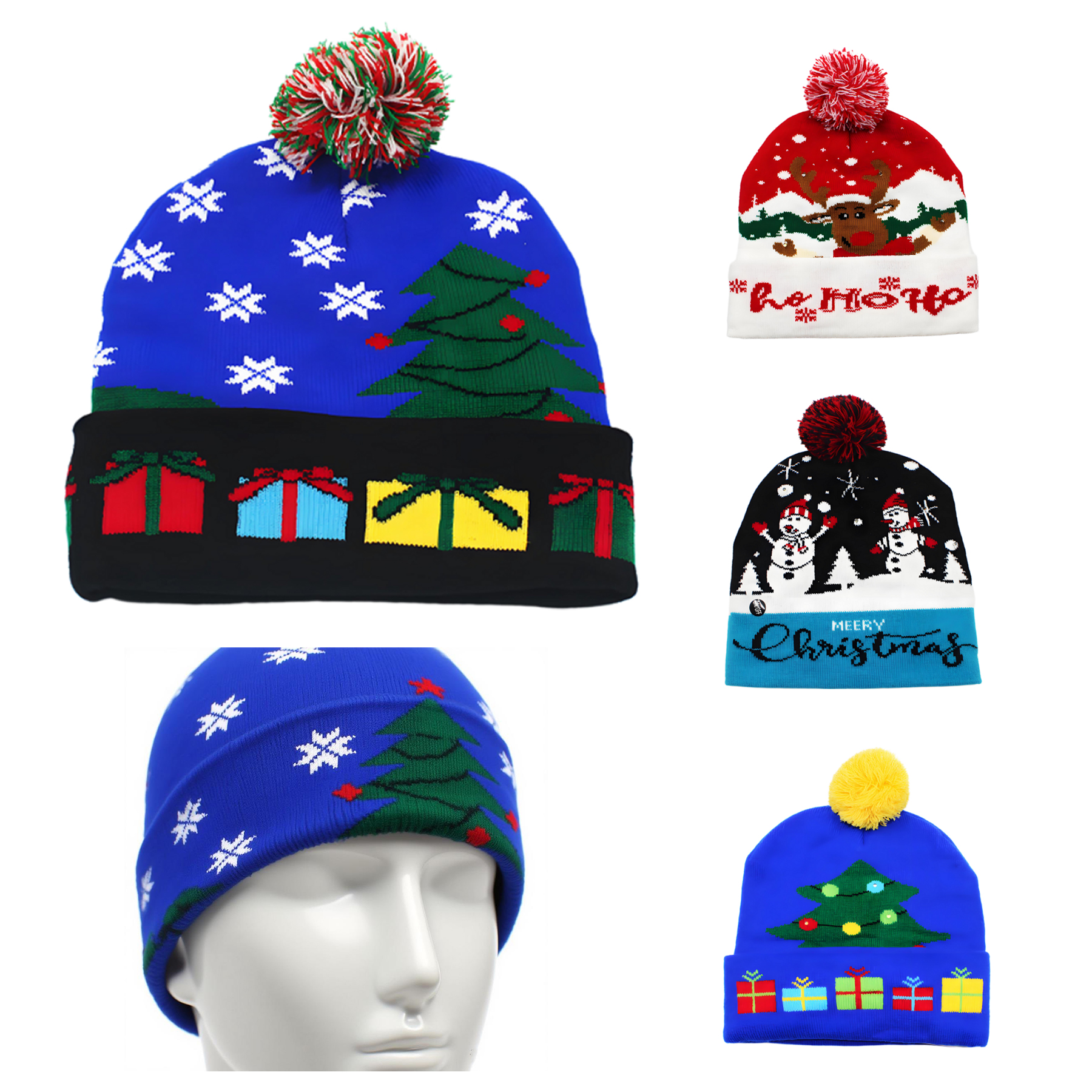 Winter Jacquard Knitted Beanie Hat With Pom 8
