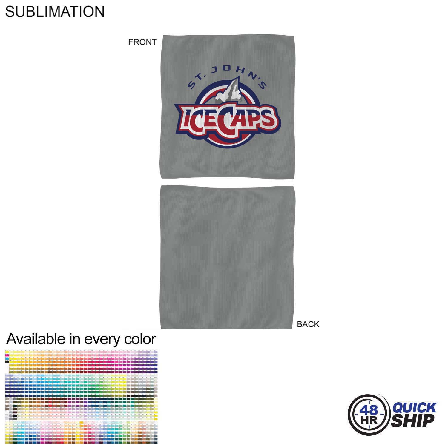 48 Hr Quick Ship - Colored Microfiber Dri-Lite Terry Rally, Sports, Skate Towel, 15x15, Sublimated 5