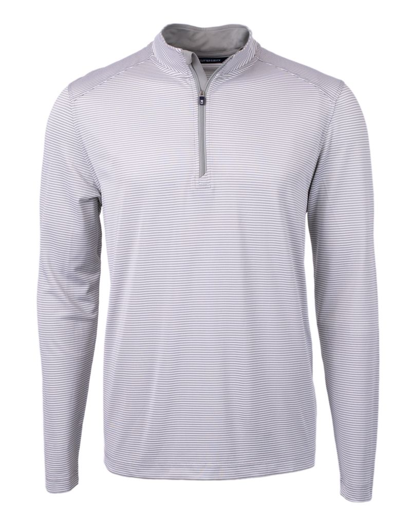 Cutter & Buck Virtue Recycled Micro Stripe Featherlight Pique Mens Quarter Zip Pullover 43