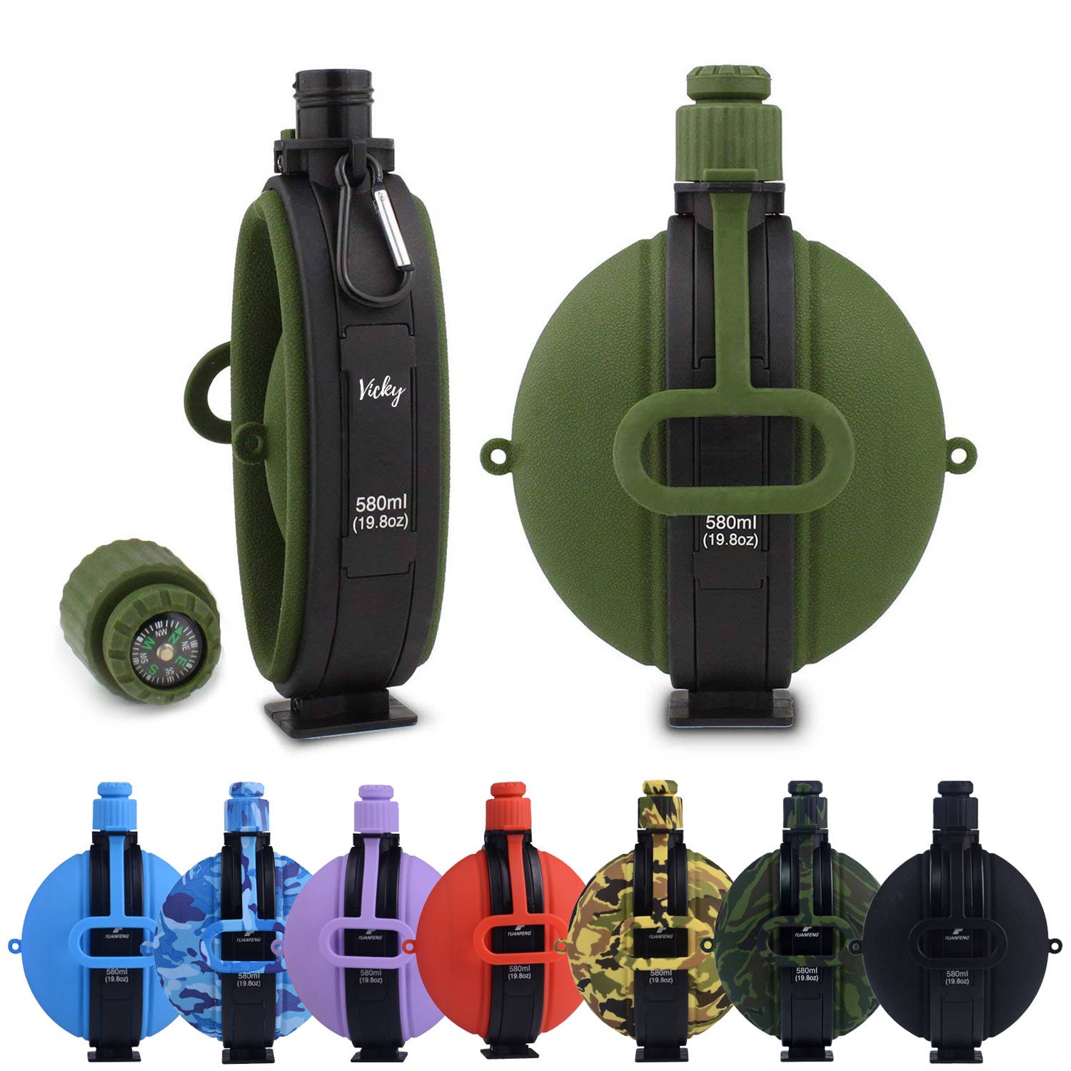 Silicone Portable Foldable Water Bottle With Compass 3