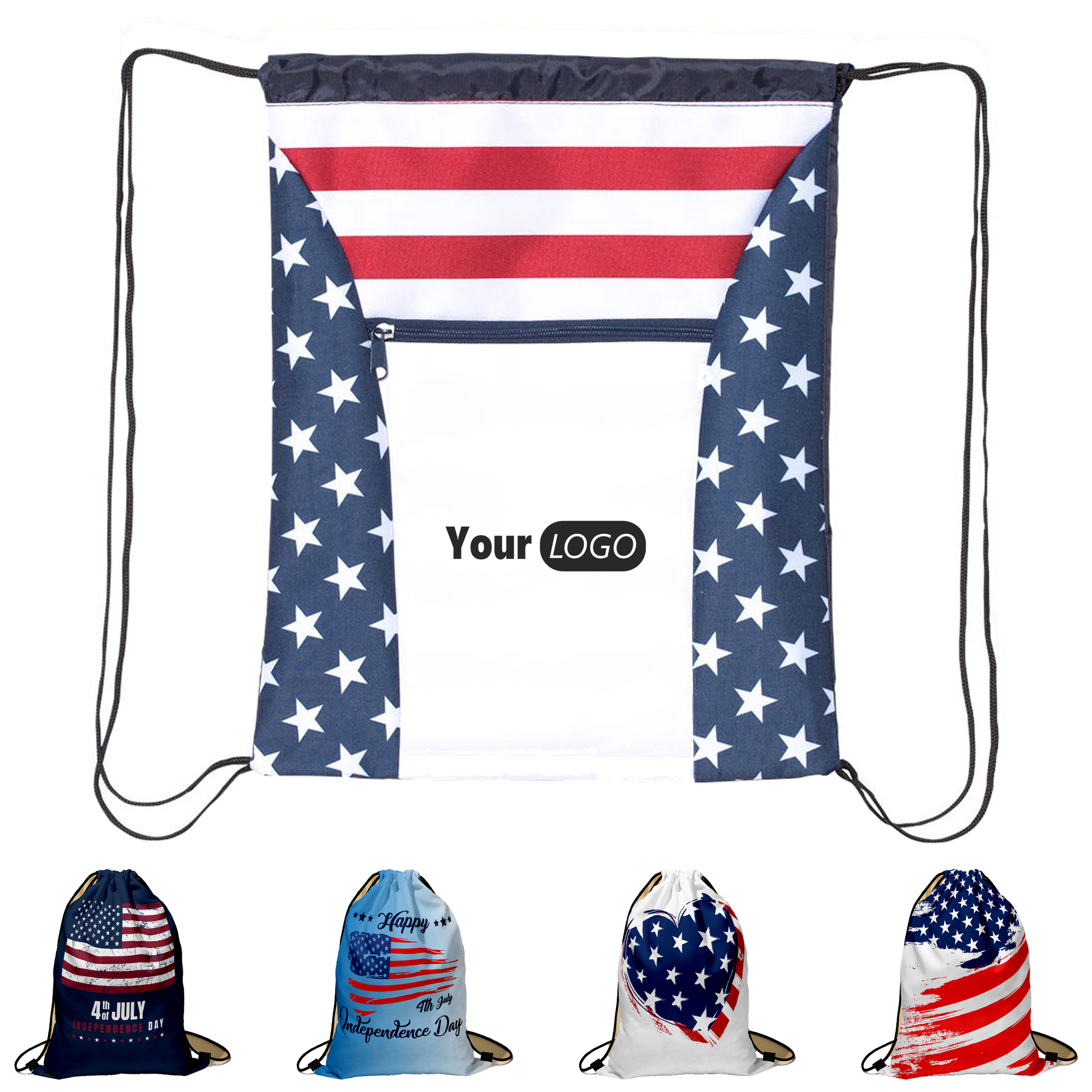 600 Denier & 210 Denier Express Your Pride ?C Patriotic Drawstring Backpack For All Occasions 3