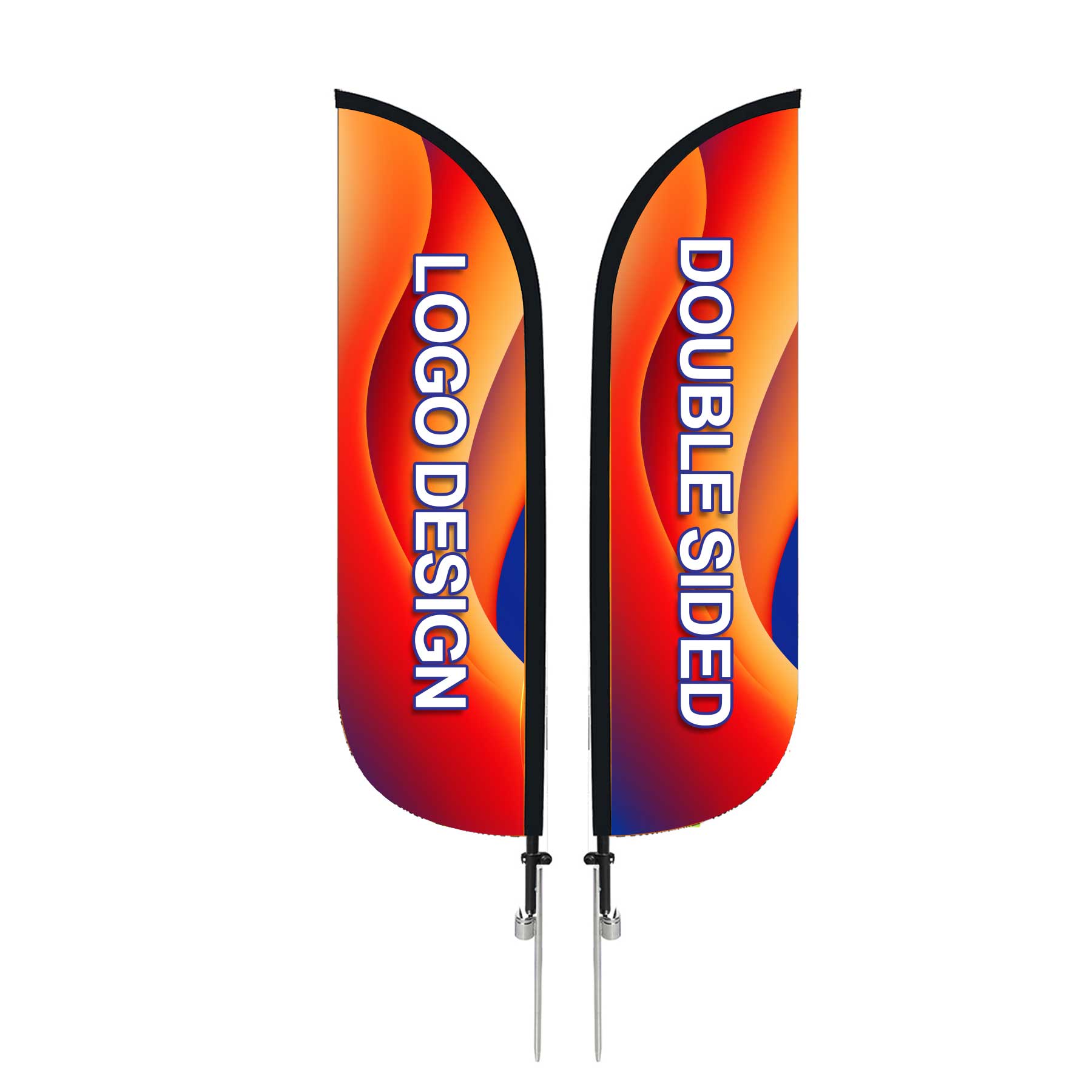 Large 15' Custom Feather Flag Kit Double Sided W/ Spike Base 2