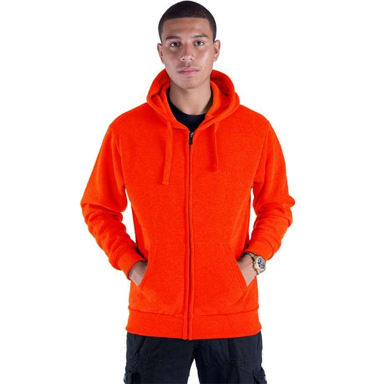 Men's Fleece Full Zip Hoodies - Size Small Safety Orange, custom hoodie or sweatshirt with logo imprint 2