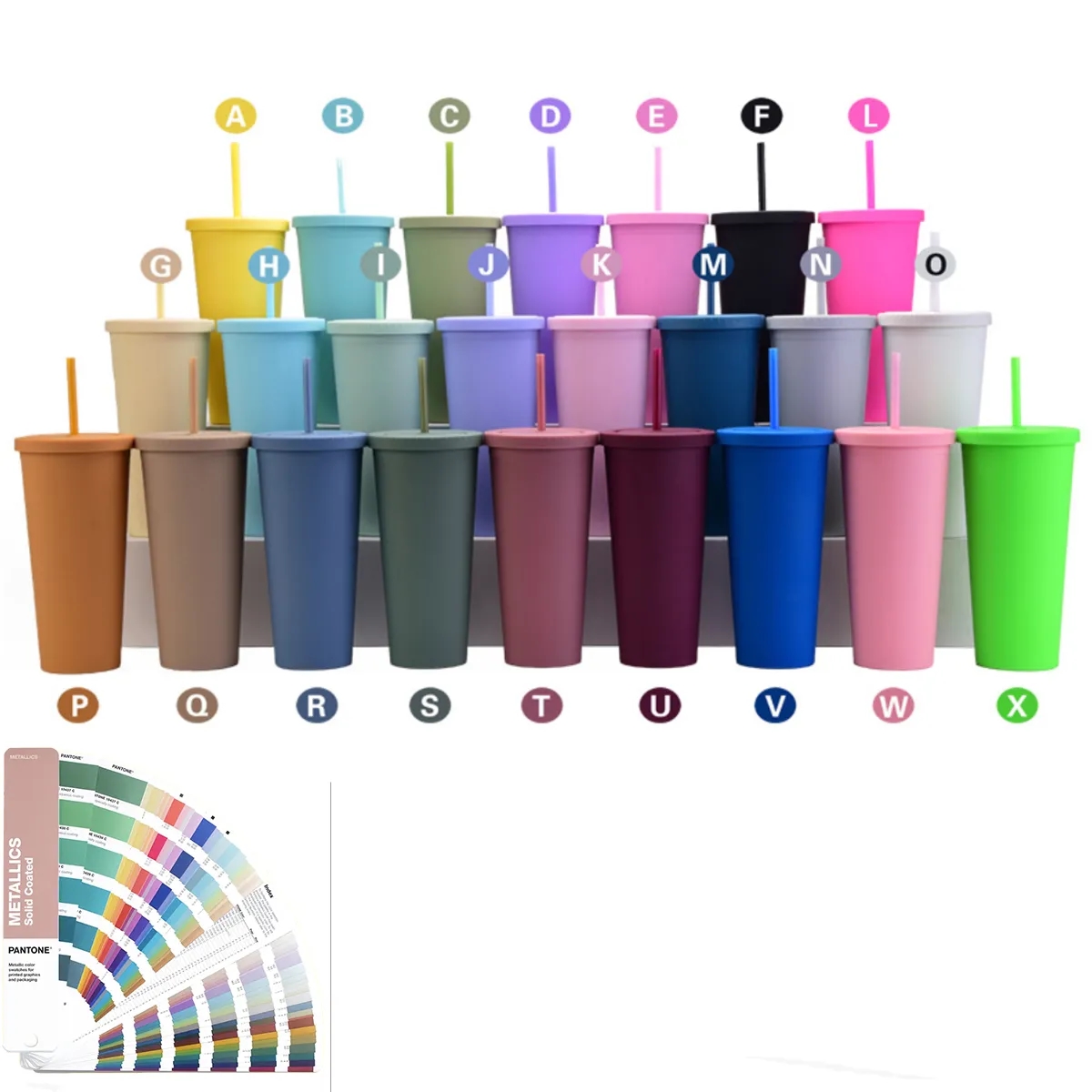 Double Wall Matte Colored Acrylic Cups with Lids and Straws 4