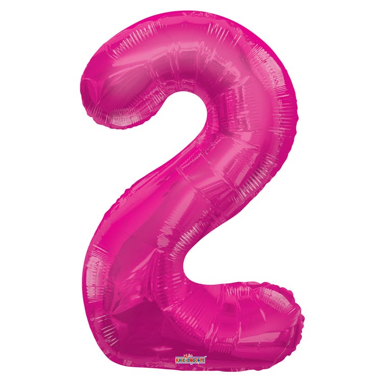 Mylar Number 2 Balloons - Pink 34" 2