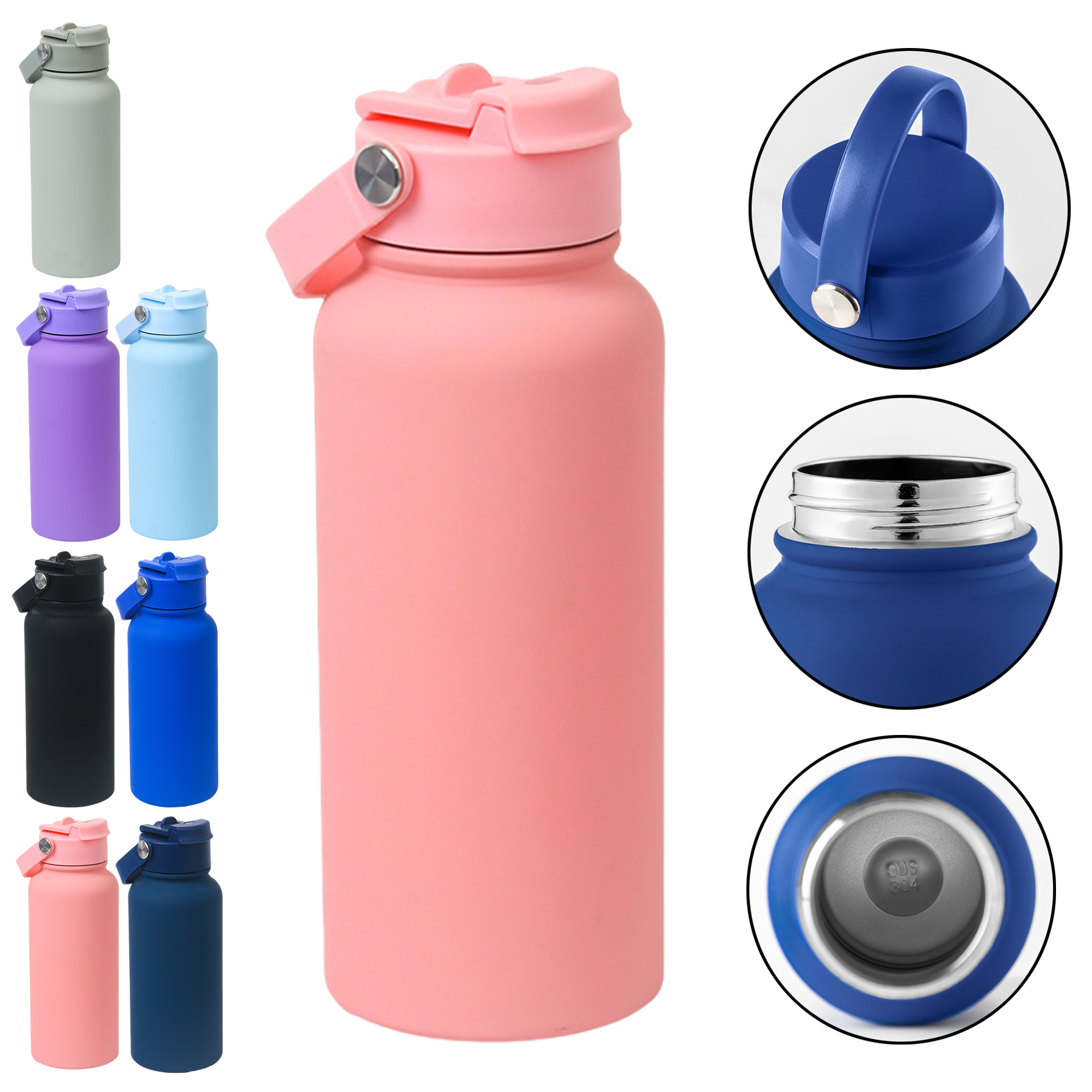 600ml Matte Morandi Silicone Base Space Bottle with Handle, custom water bottle with logo imprint 9