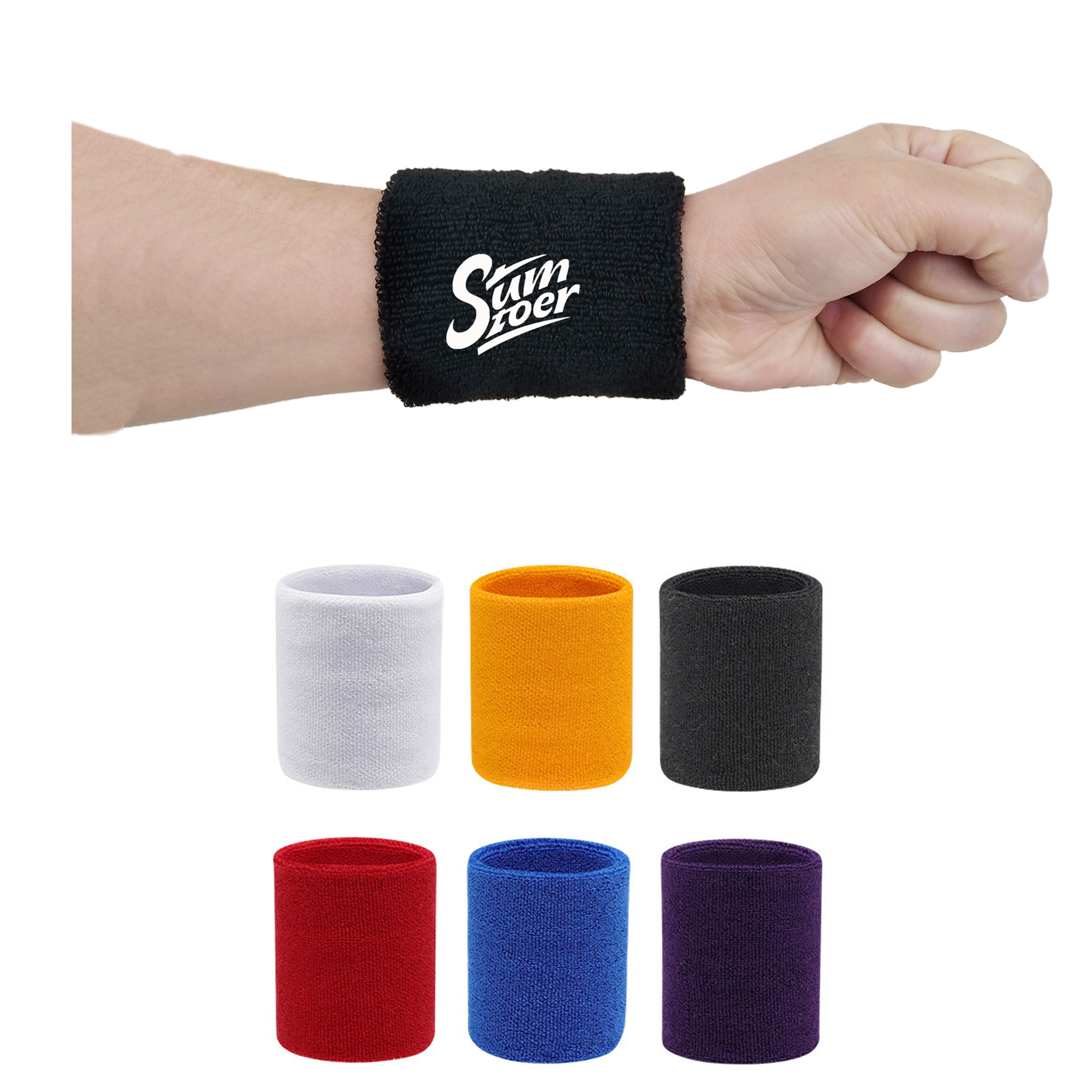 Sports Wristband Solid Cotton 2