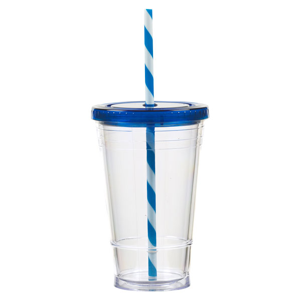 16 oz Slurpy with Colored Lid & Striped Straw Tumbler 2